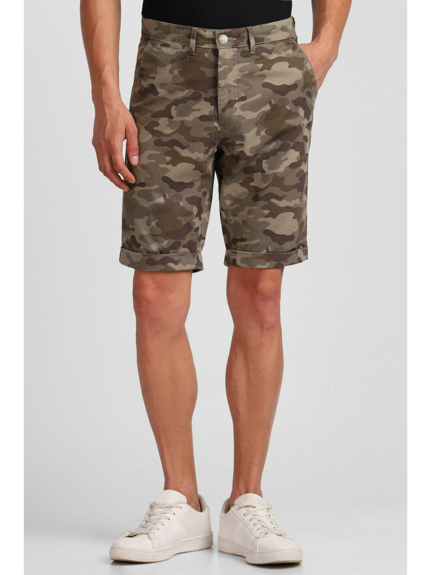 men-green-print-slim-fit-shorts