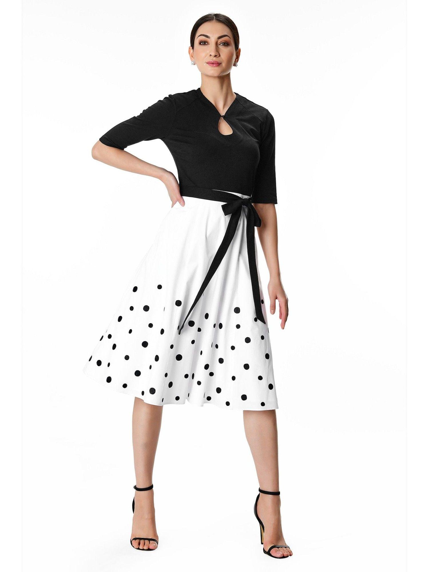 polka-dot-embroidery-colorblock-cotton-jersey-and-poplin-dress-(set-of-2)