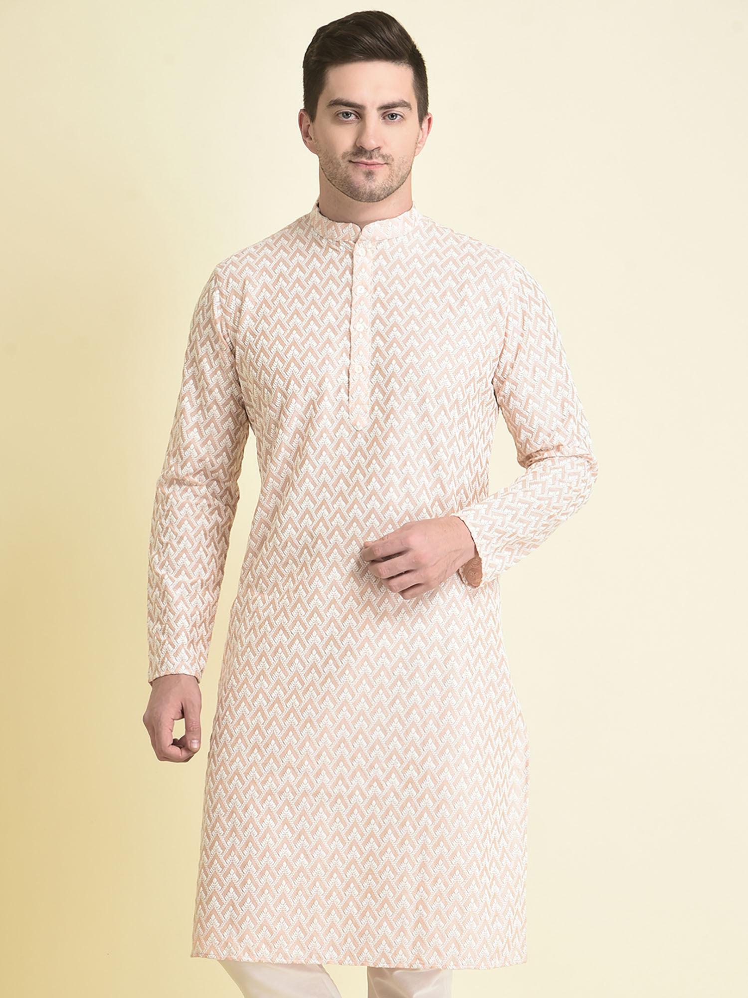 cotton-full-sleeve-regular-fit-chikankari-embroidery-pink-kurta-for-men