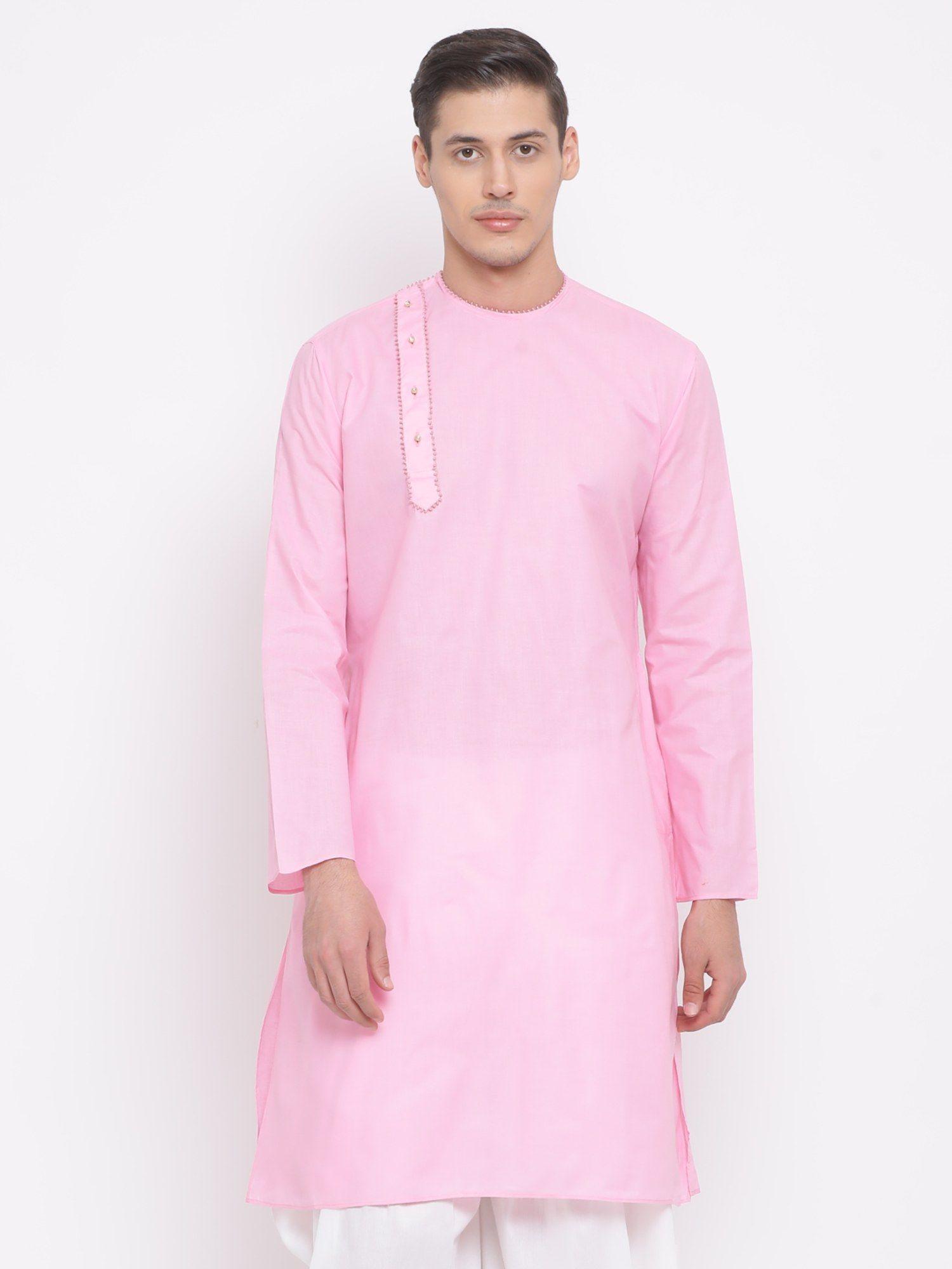 mens-pink-cotton-blend-kurta
