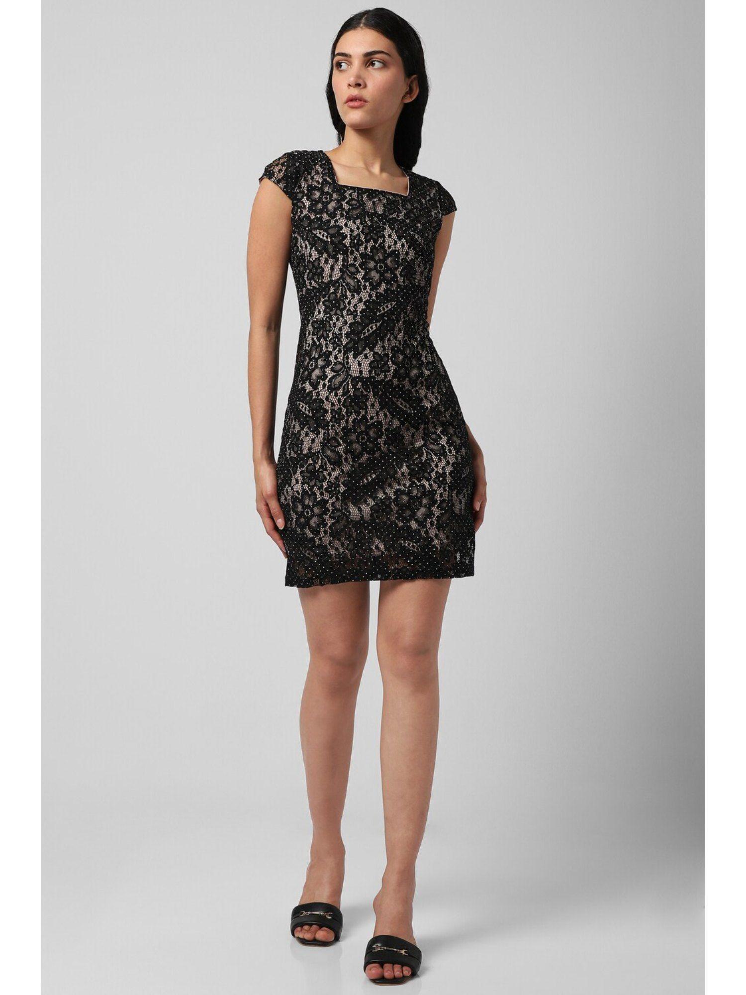 women-black-laced-thigh-length-casual-dress