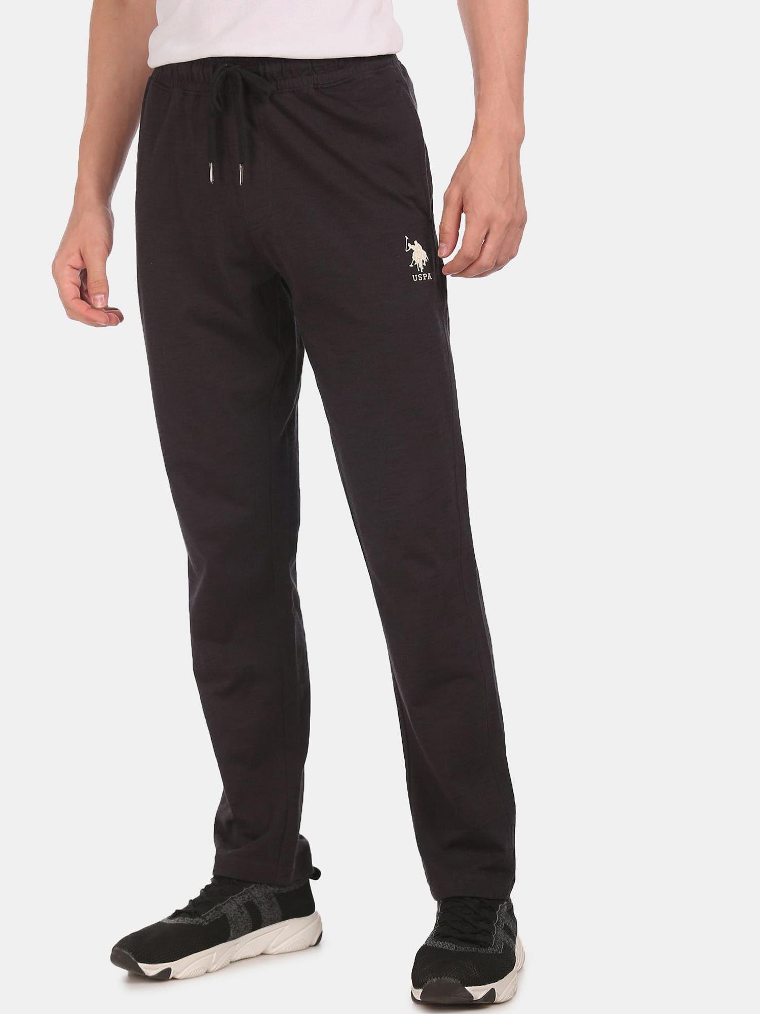 men-black-i672-comfort-fit-solid-cotton-polyester-lounge-pants-black