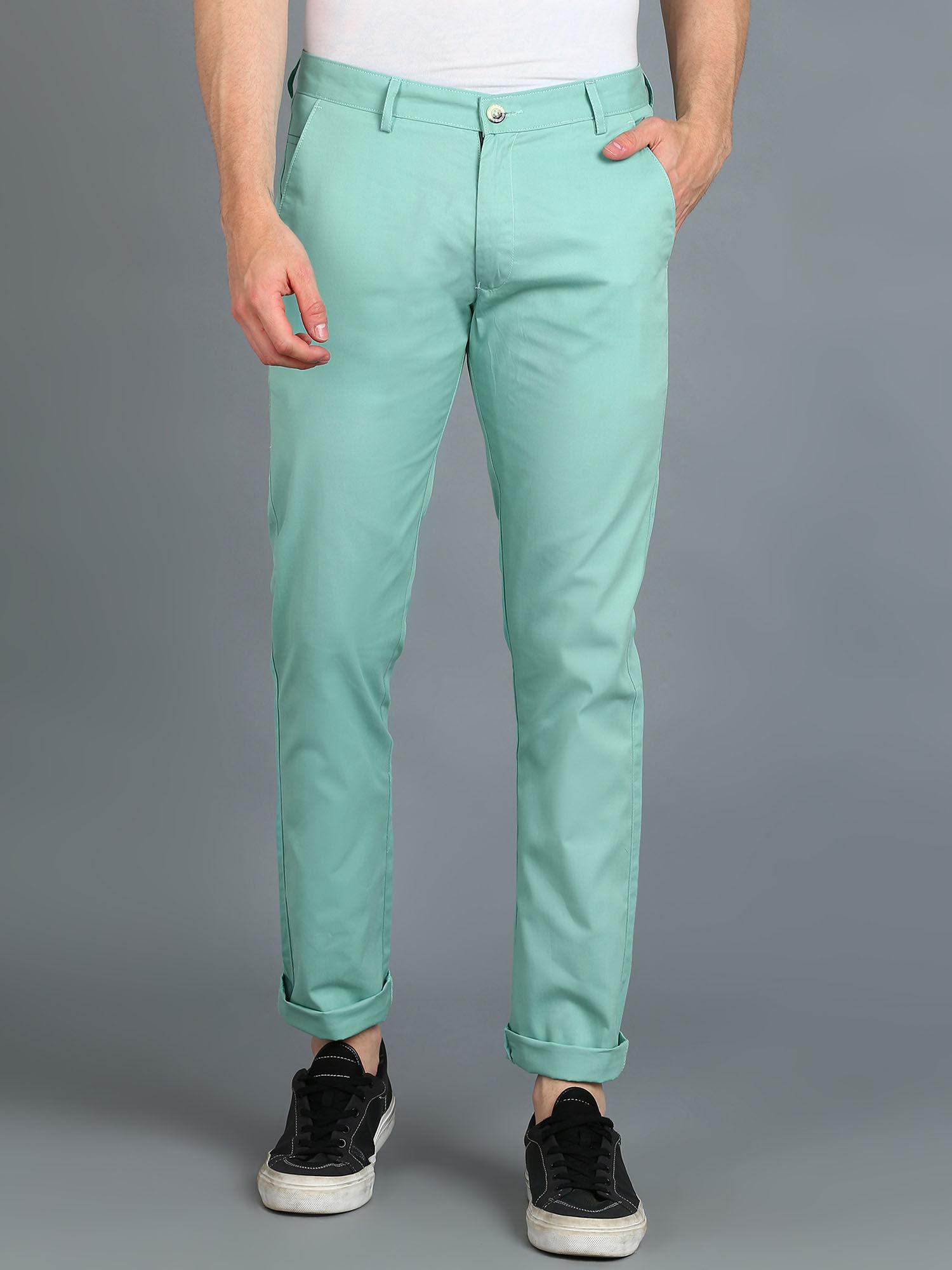 men-green-cotton-slim-fit-casual-chinos-trousers
