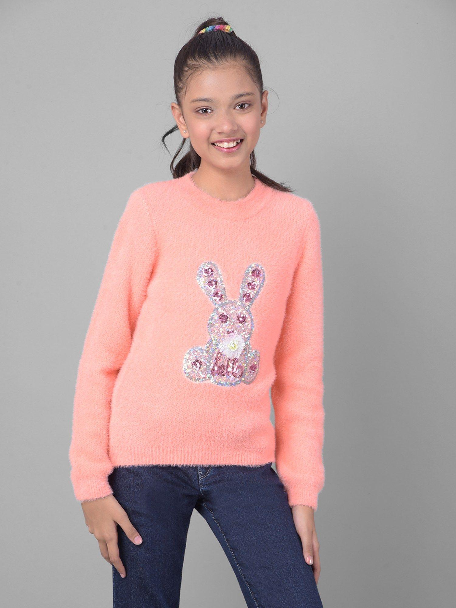 girls-peach-embellished-sweater