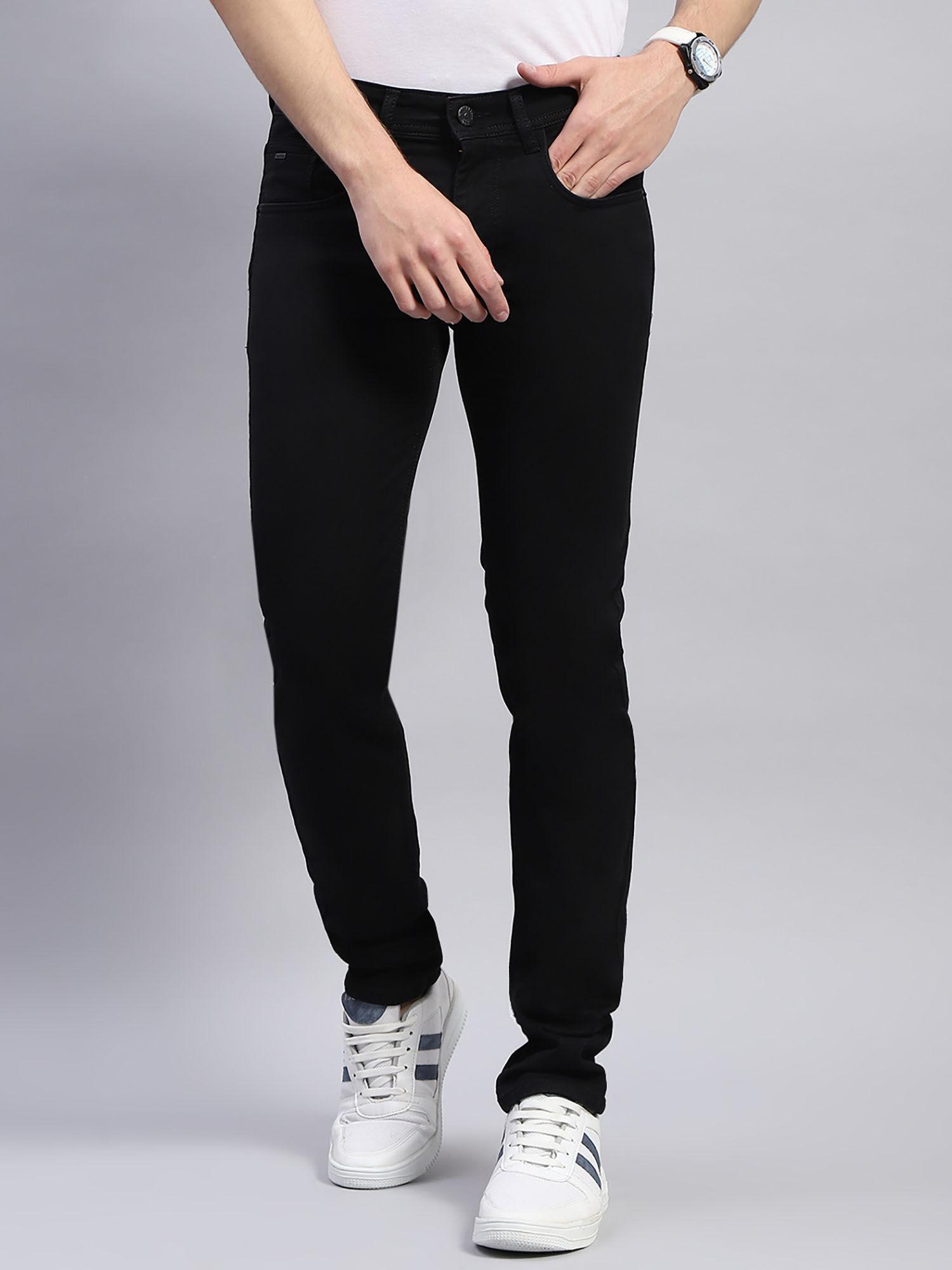 mens-solid-black-slim-fit-casual-jeans
