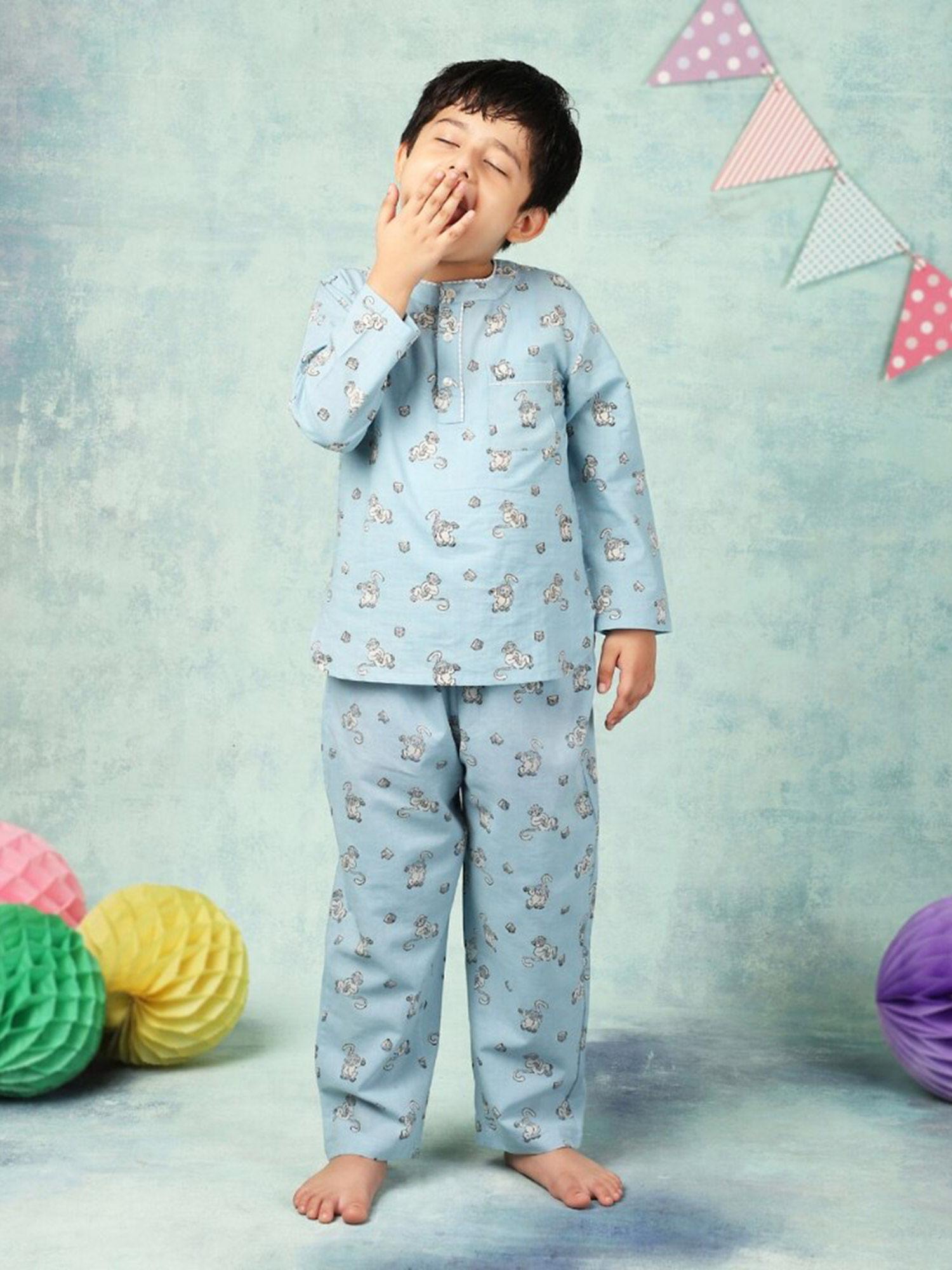 girls-blue-printed-pyjama-set