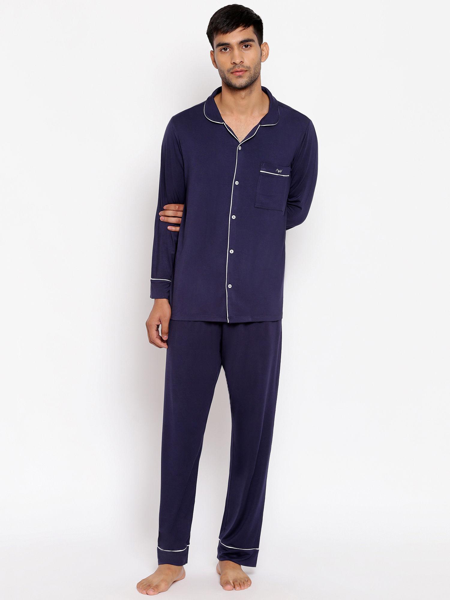 sumptuously-soft-button-down-mens-pajama-set---navy-nys027