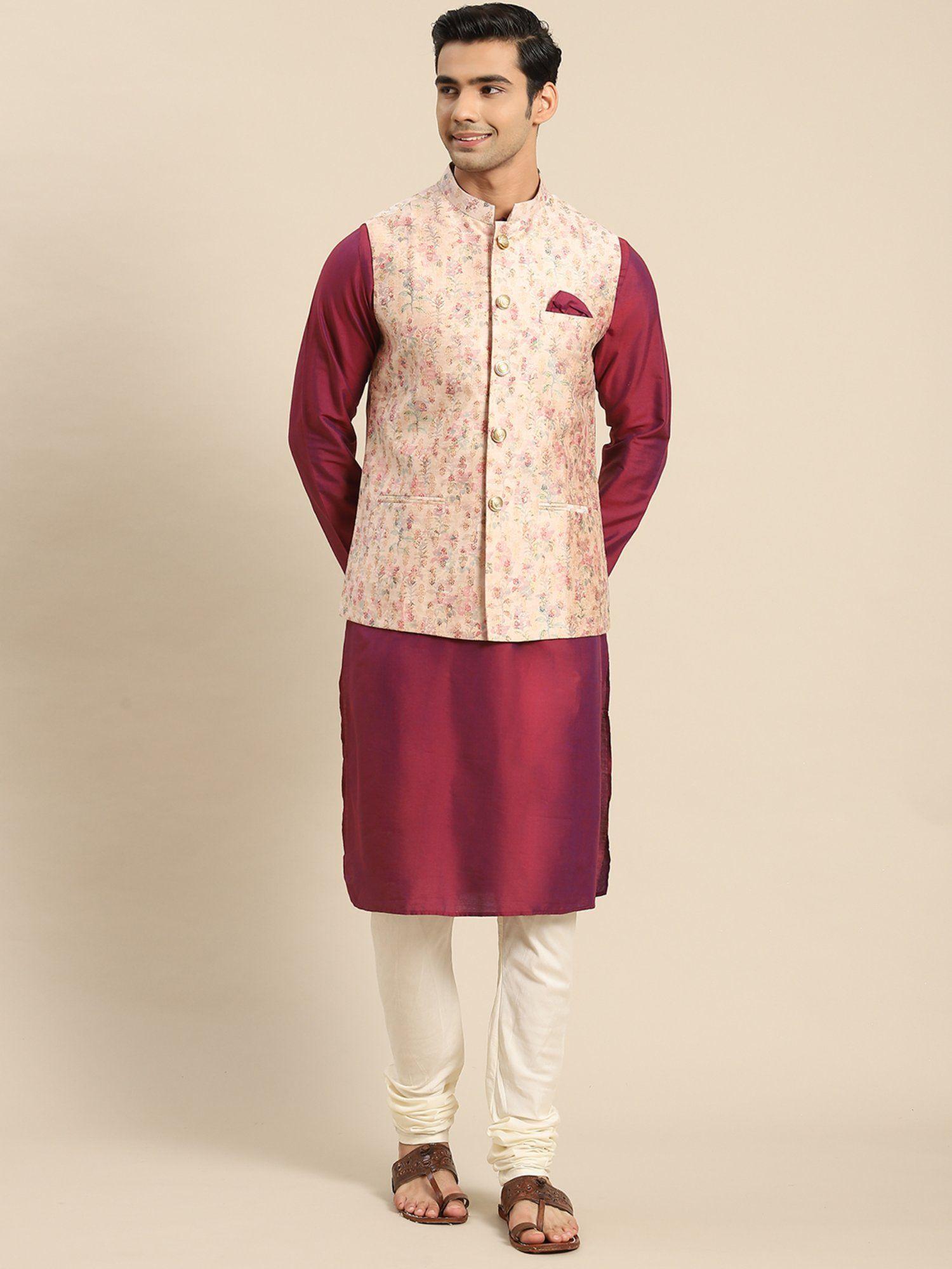 men-multi-nehru-jacket-churidar-kurta-(set-of-3)