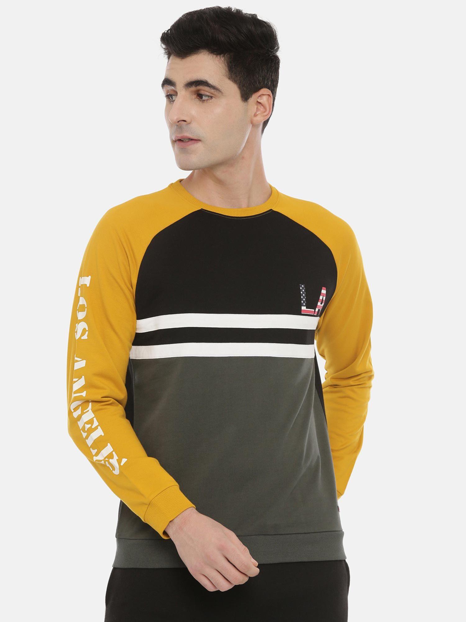 men-mustard-&-black-colourblocked-sweatshirt