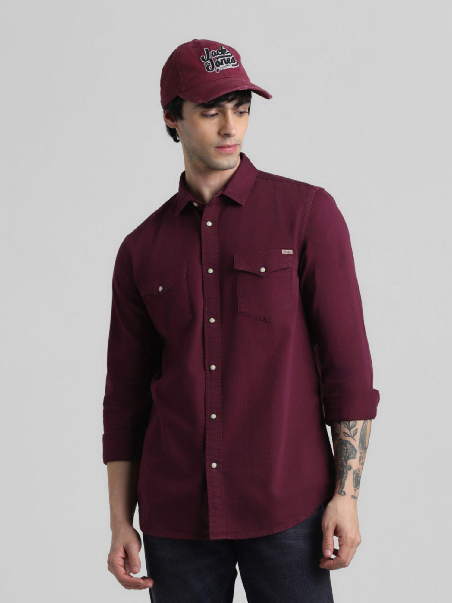 maroon-slim-fit-non-stretch-shirts