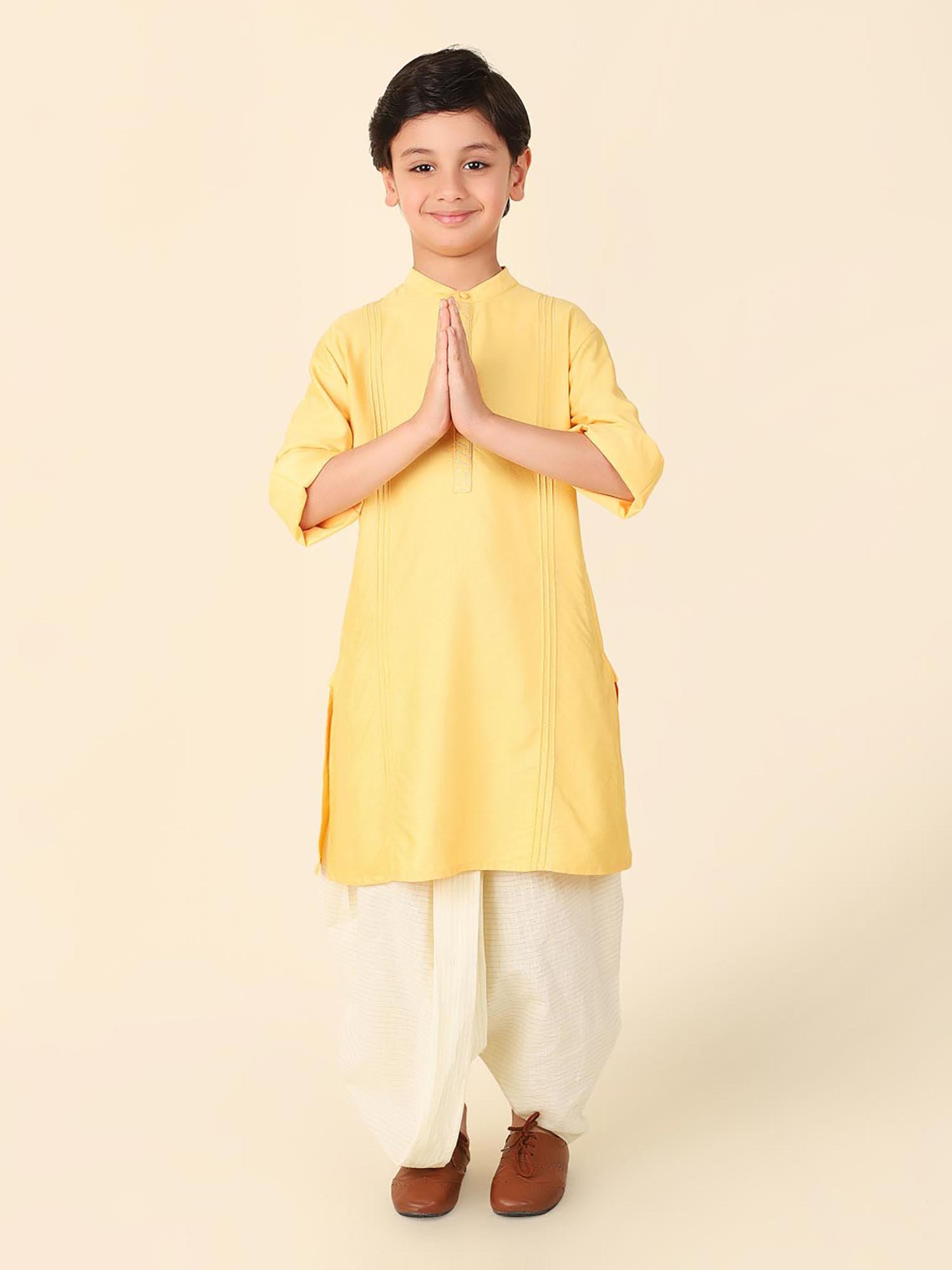 light-yellow-solid-mandarin-neck-boys-dhoti-kurta-(set-of-2)