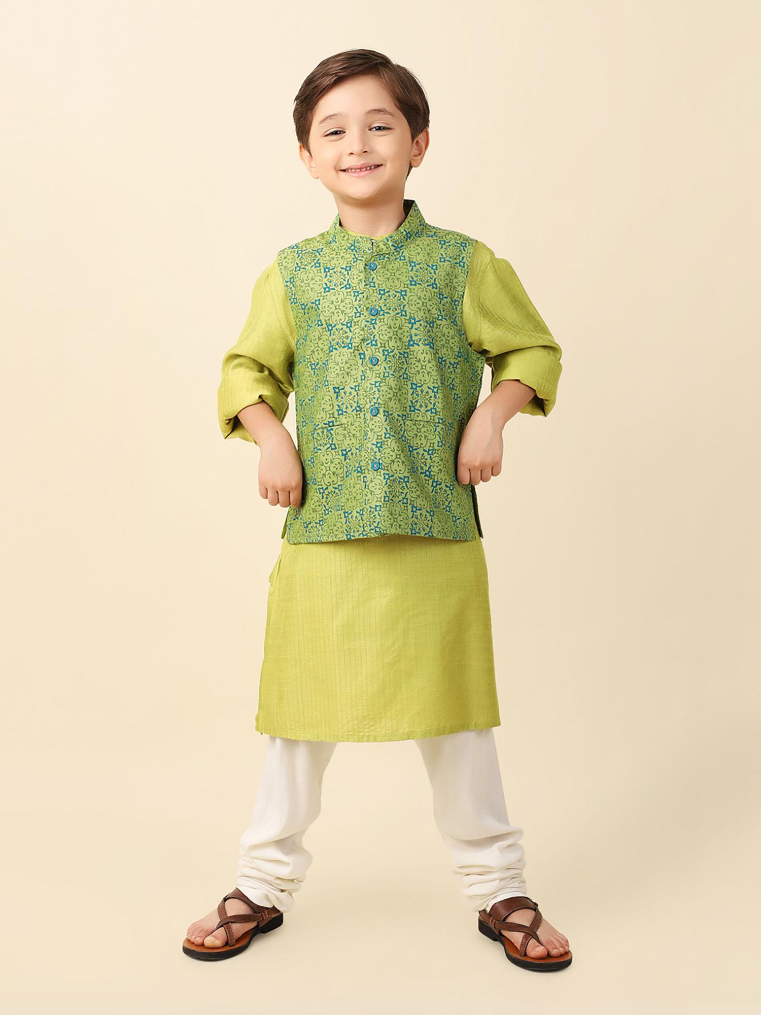blend-green-printed-boys-kurta-and-nehru-jacket-(set-of-2)