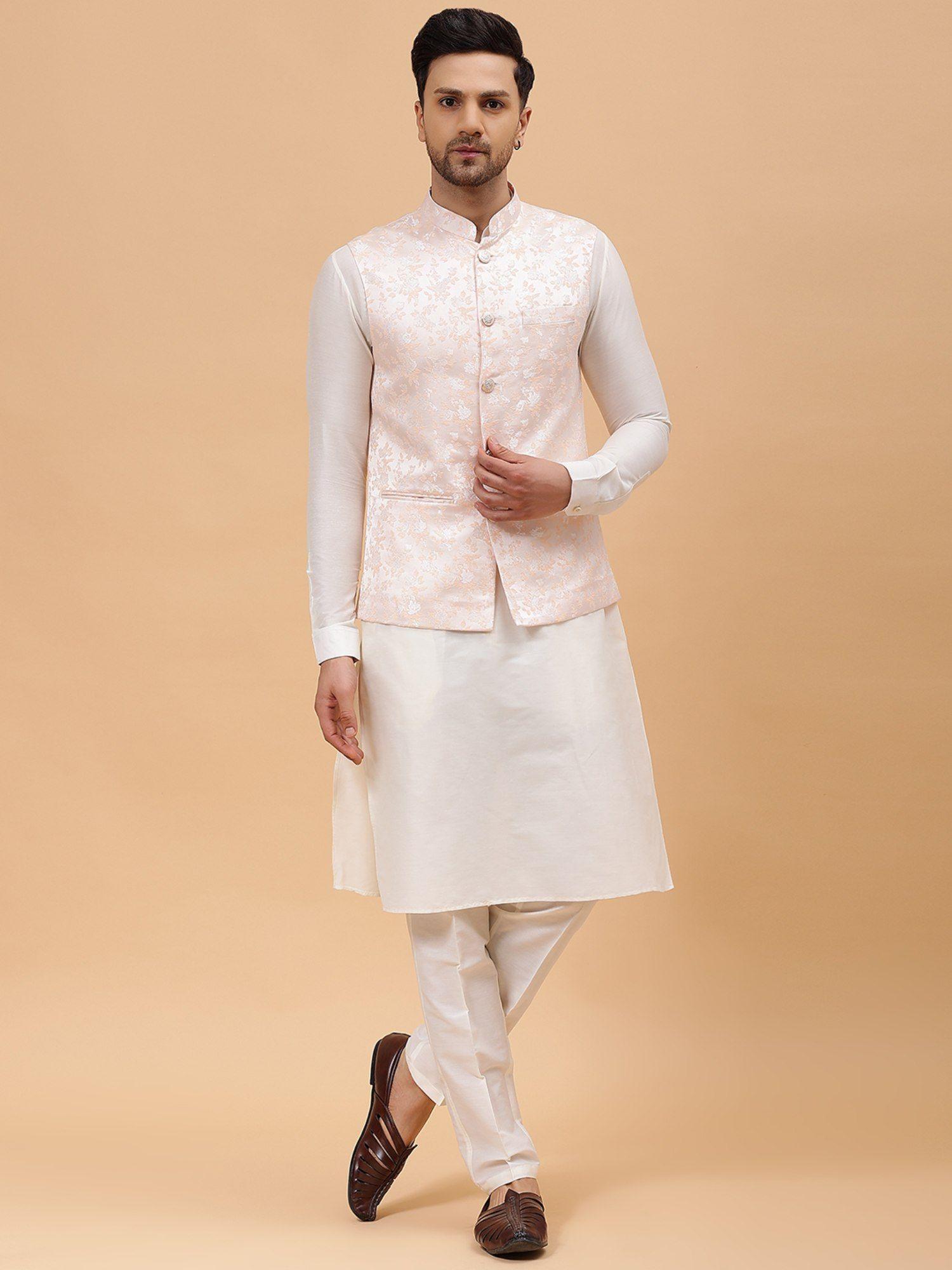 men-peach-woven-design-jacquard-nehru-jacket