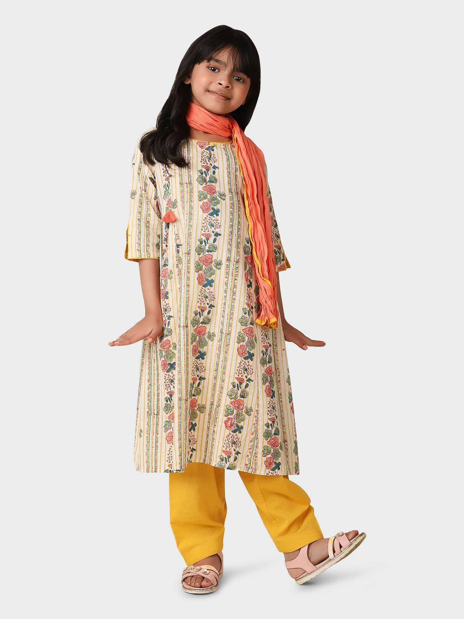yellow-cotton-printed-salwar-(set-of-3)