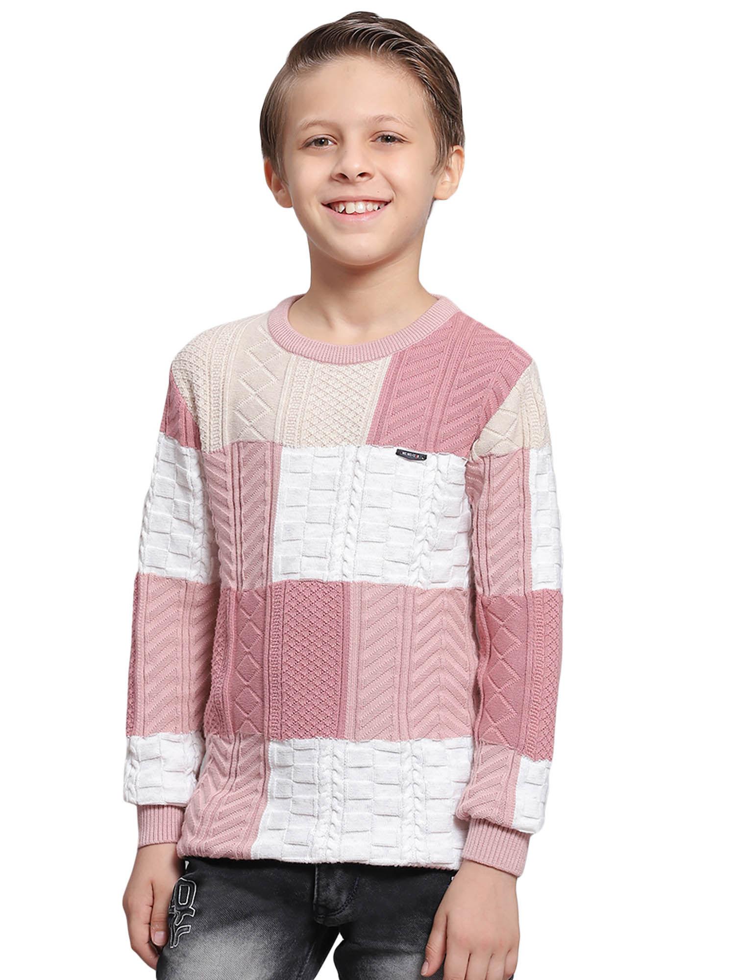 pink-self-design-round-neck-sweater
