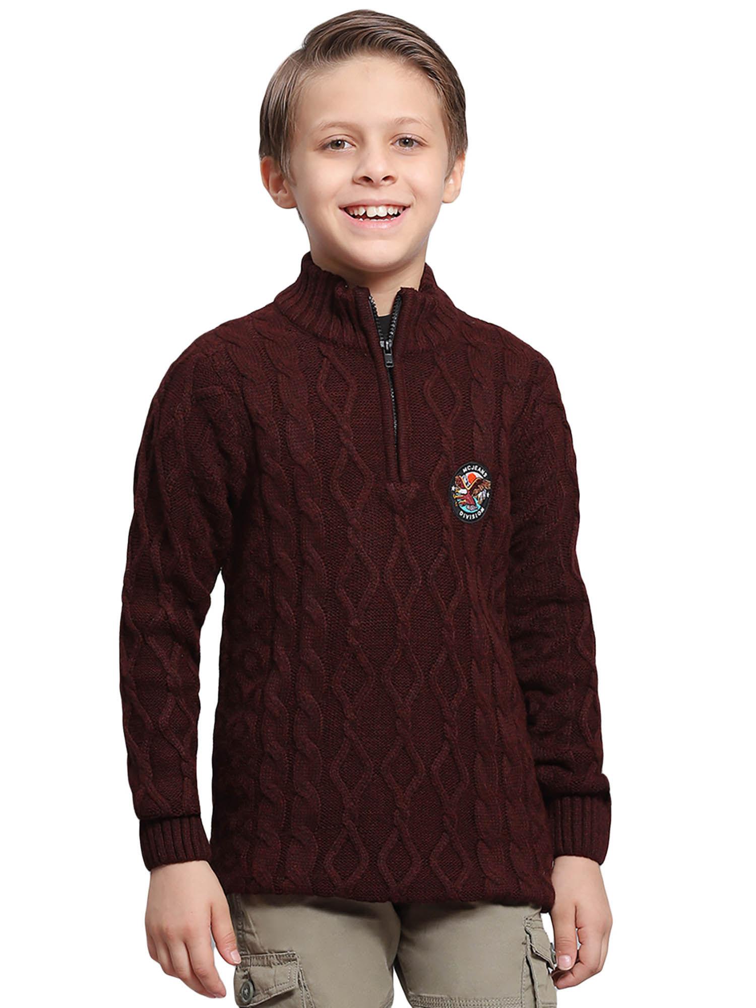 maroon-self-design-high-neck-sweater