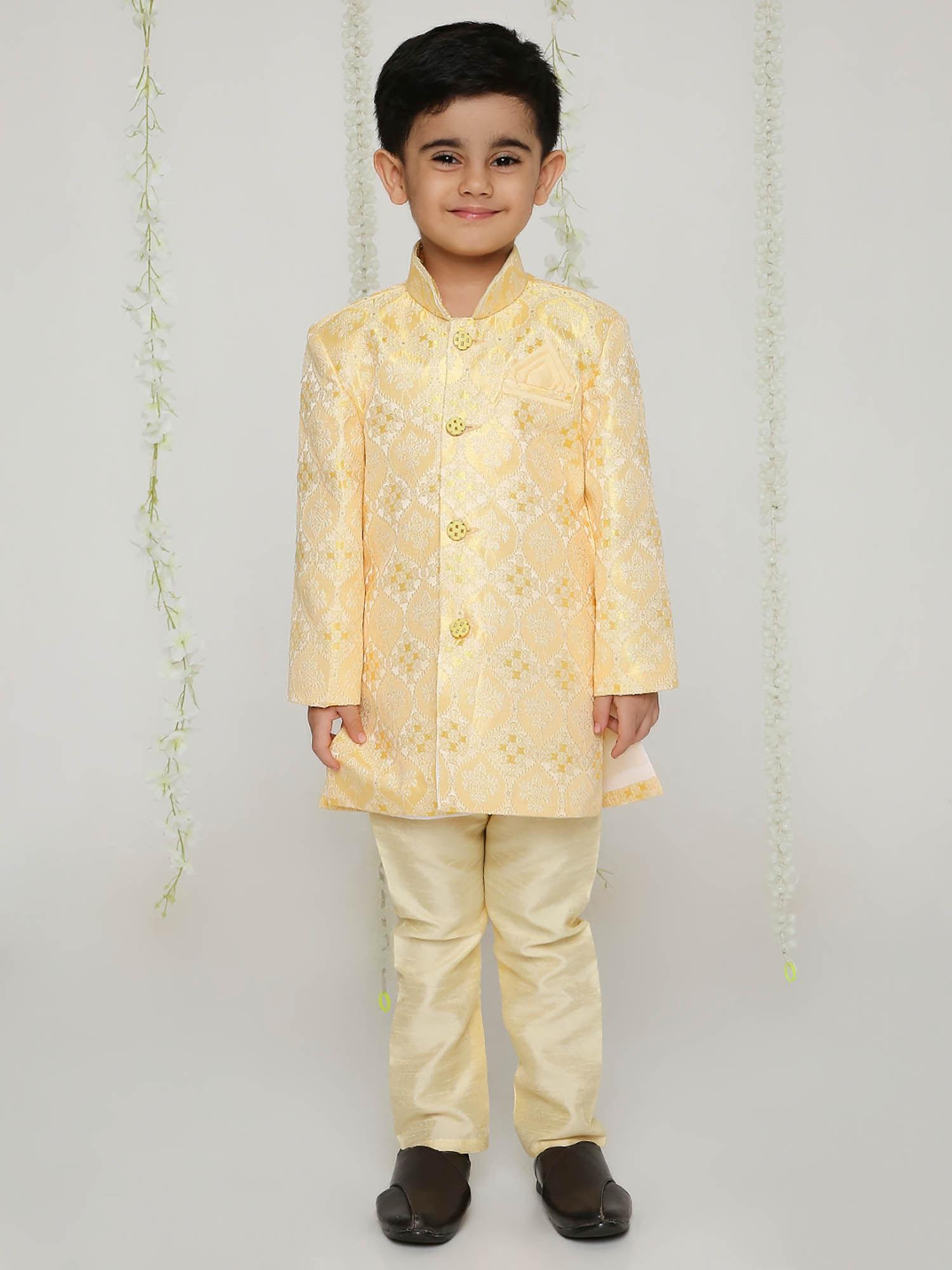 yellow-embroidered-sherwani-with-pant-(set-of-2)