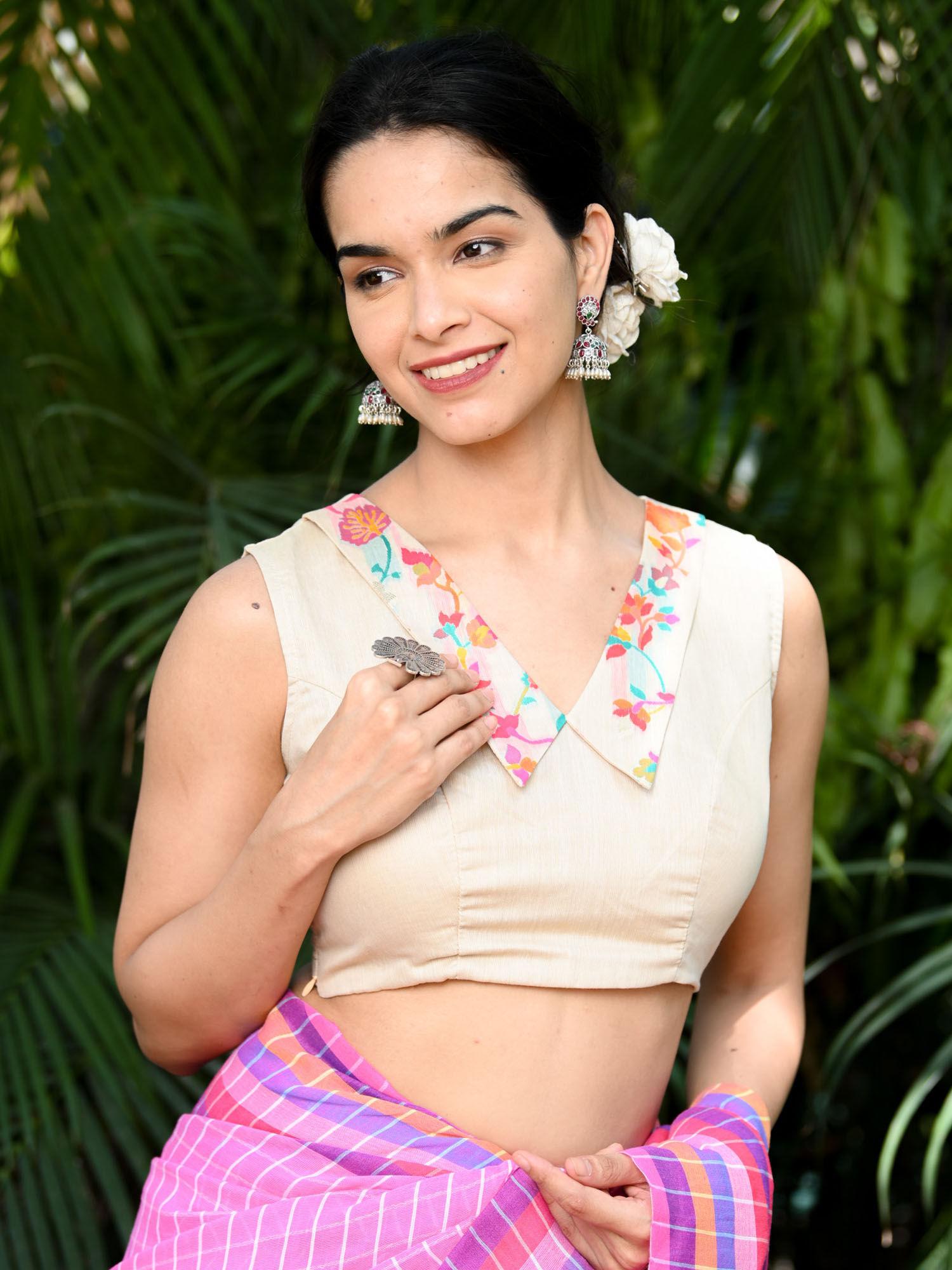 off-white-soft-modal-silk-kashmiri-weaving-blouse