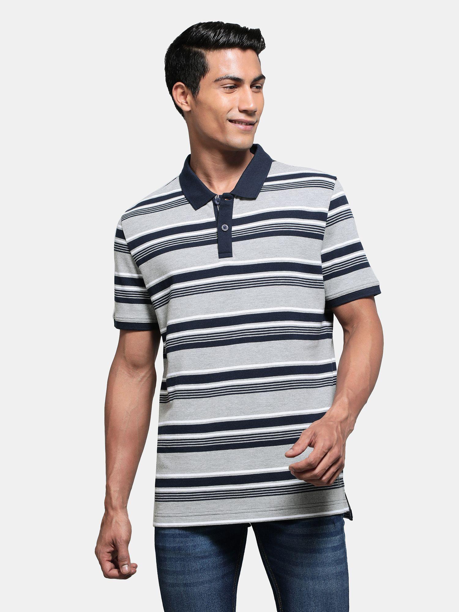 men-super-combed-cotton-rich-striped-polo-t-shirt-grey-melange-&-navy