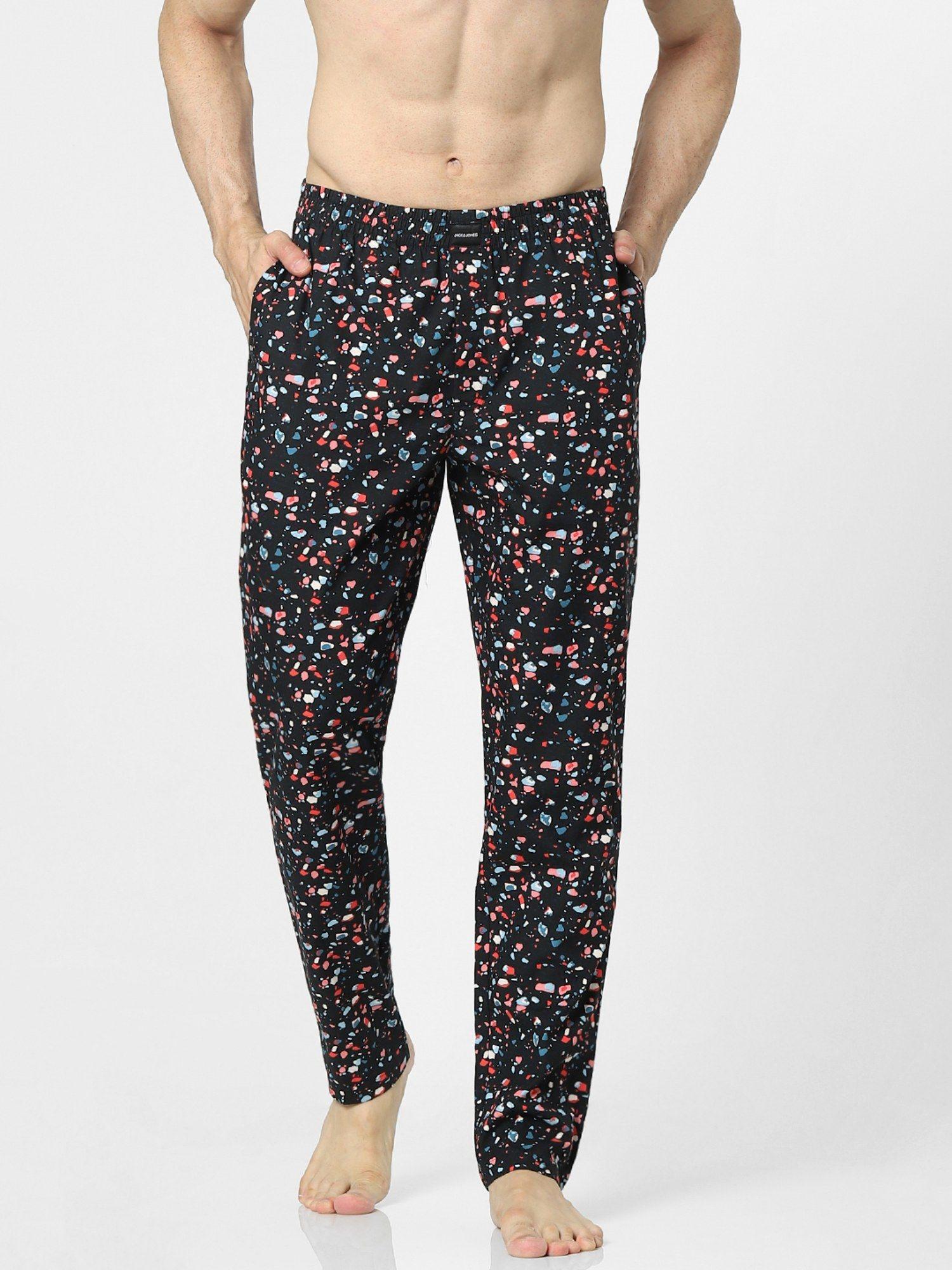 black-mid-rise-all-over-print-pyjamas