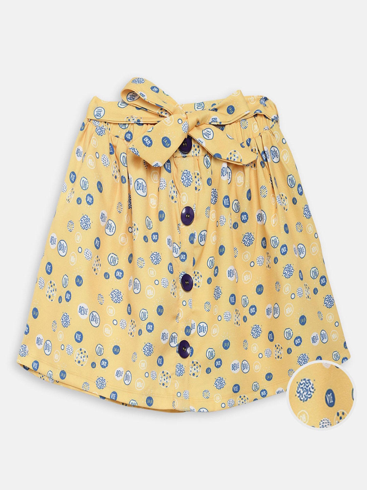 yellow-printed-skirt