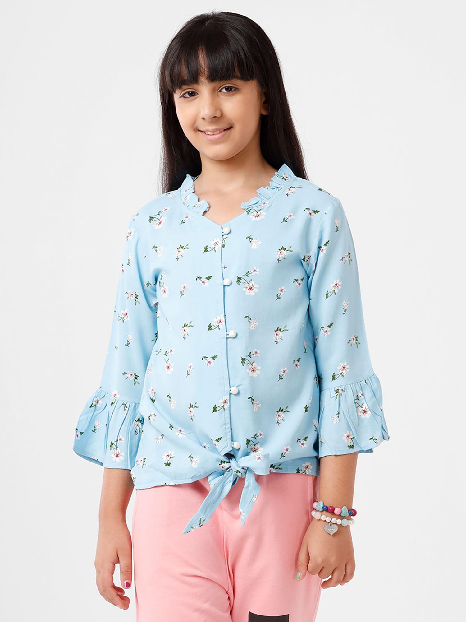 girls-top-woven-top-all-over-print-rayon-power-blue