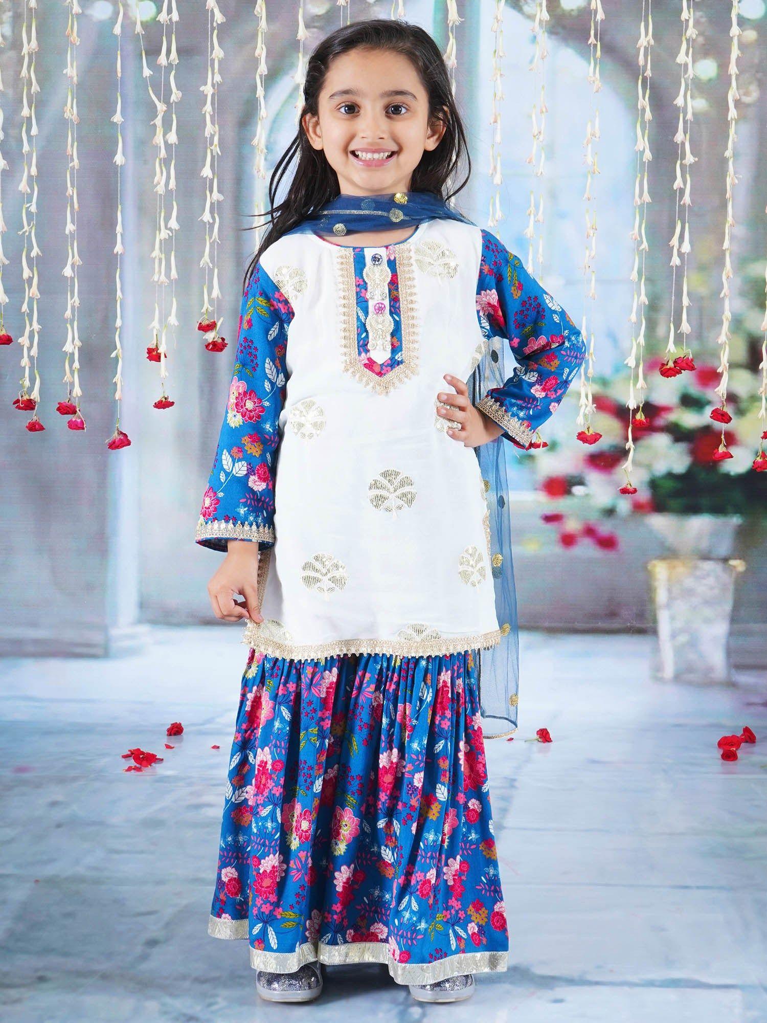 girls-kurta-sharara-and-dupatta-with-floral-embroidery-(set-of-3)