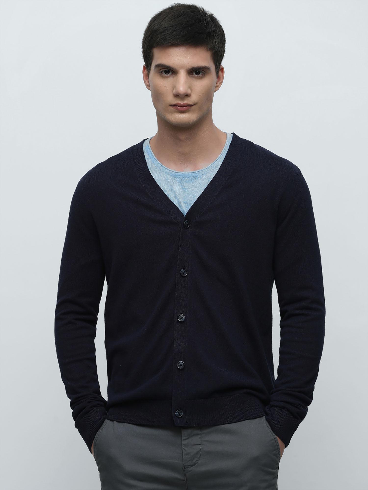 navy-blue-knitted-cardigan