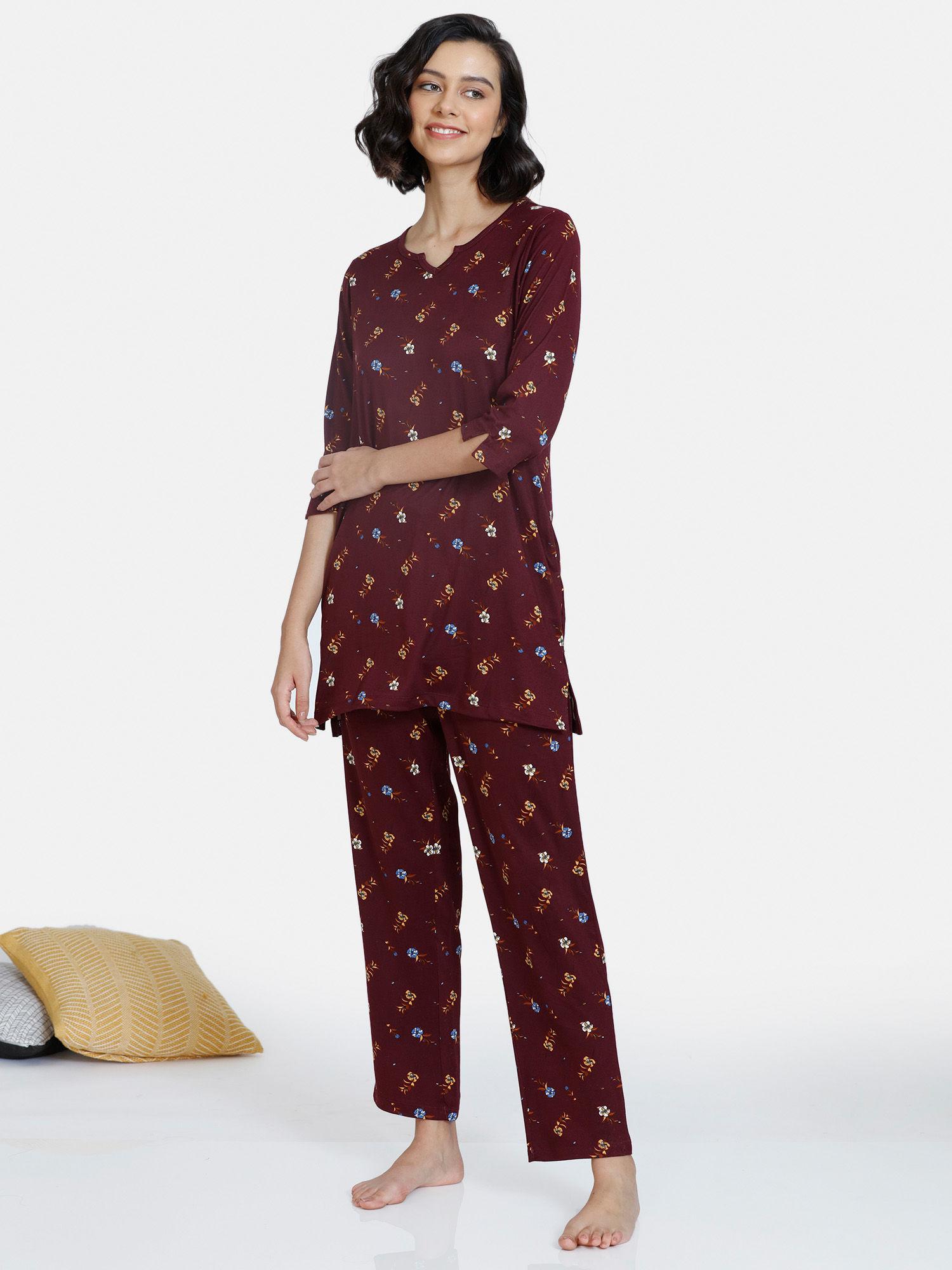dear-rosie-knit-poly-pyjama-set---fig---maroon