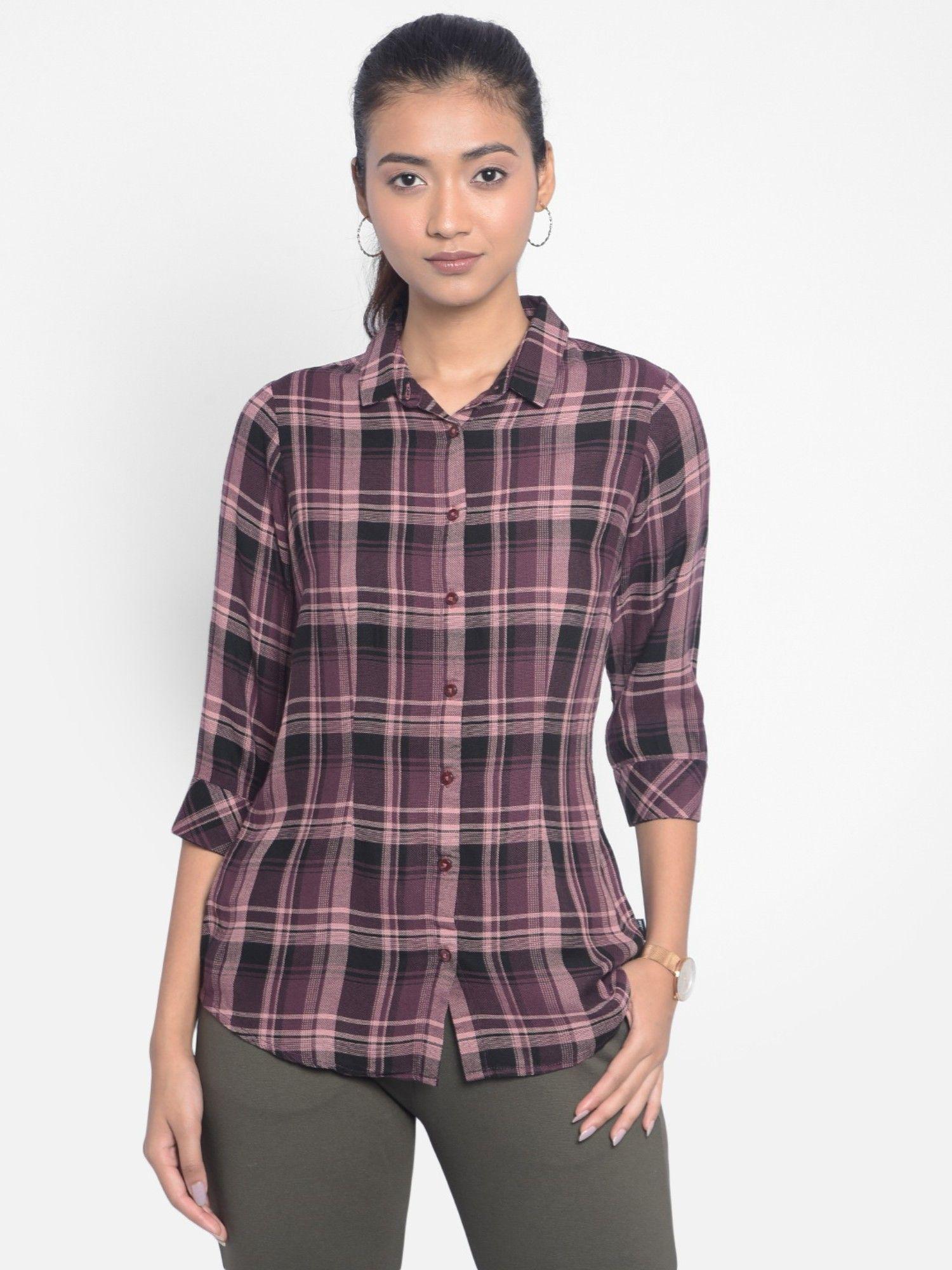 women's-brown-checked-shirt