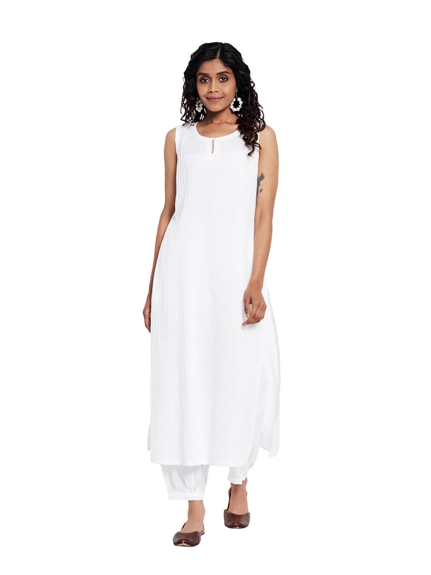 cotton-cambric-chikankari-kurta-and-pants---white-(set-of-2)