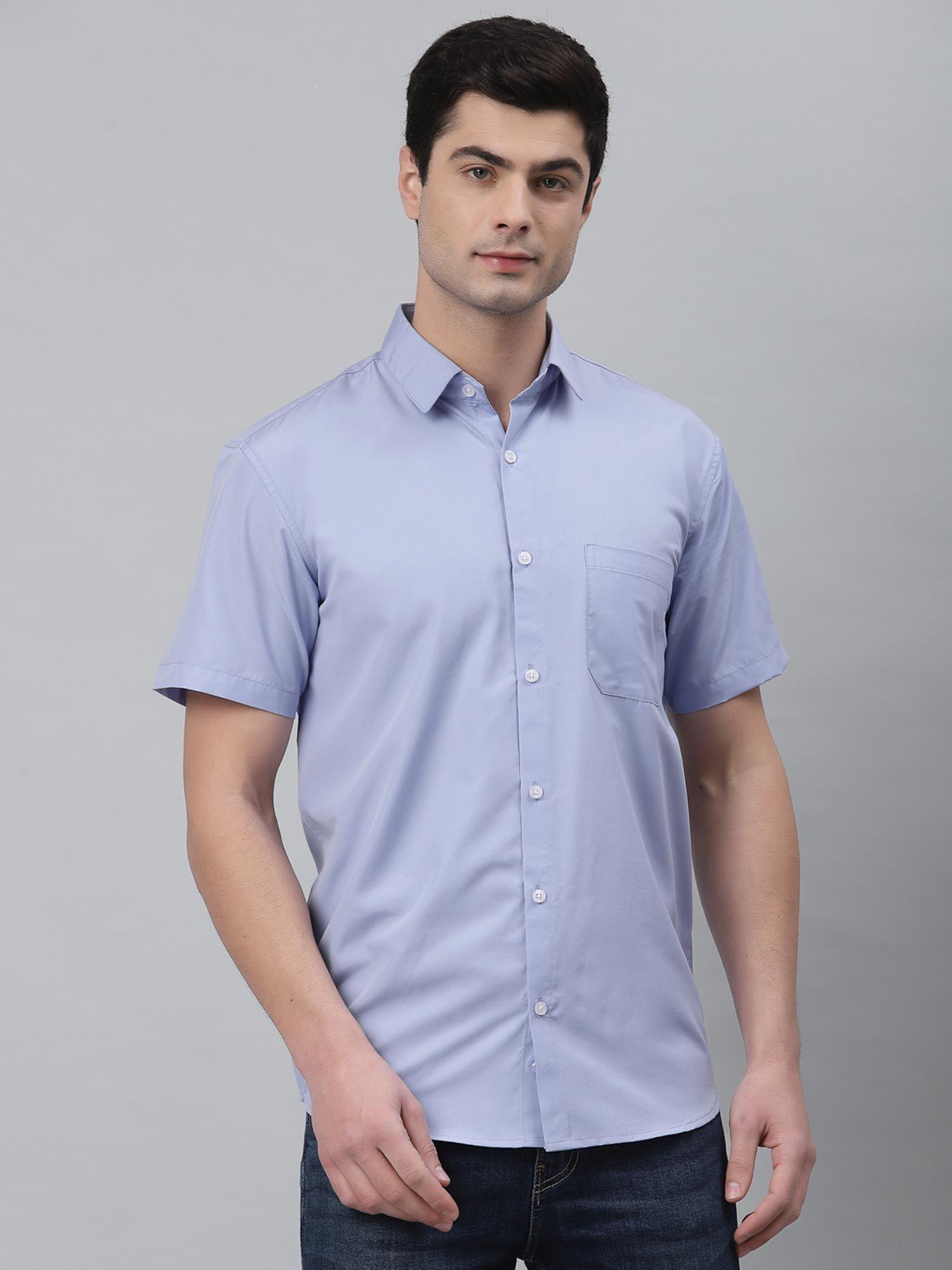 men-blue-half-sleeves-casual-shirt