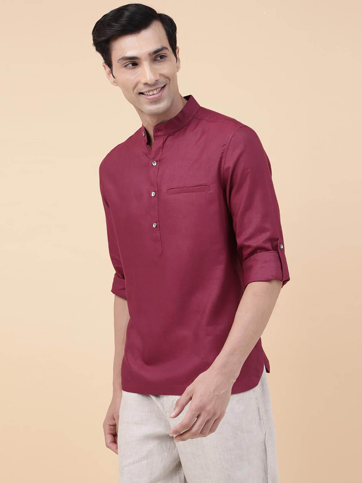 maroon-viscose-silk-curved-slim-fit-mid-placket-shirt