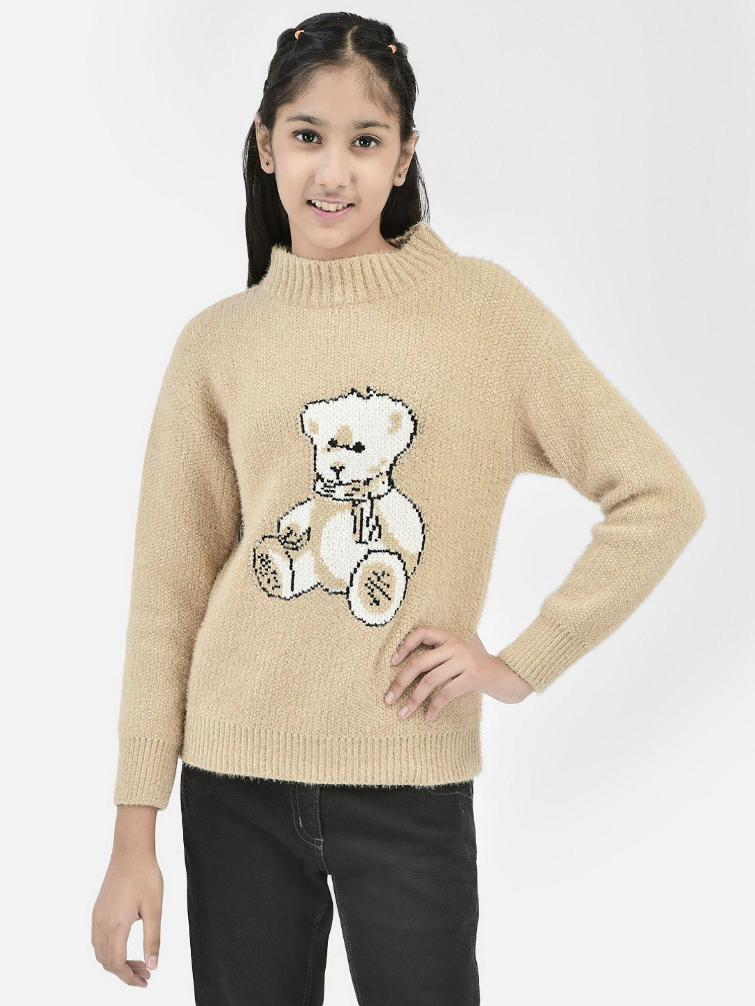 girls-beige-woven-sweater
