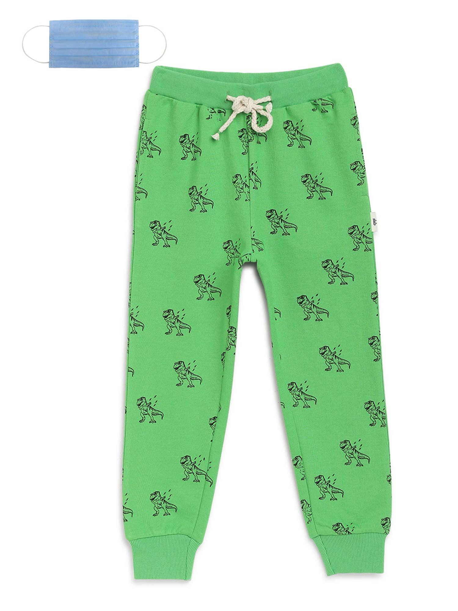 green-animal-print-trackpants-with-free-3-ply-face-mask-(set-of-2)