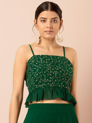 green-embroidered-frilled-strappy-crop-top