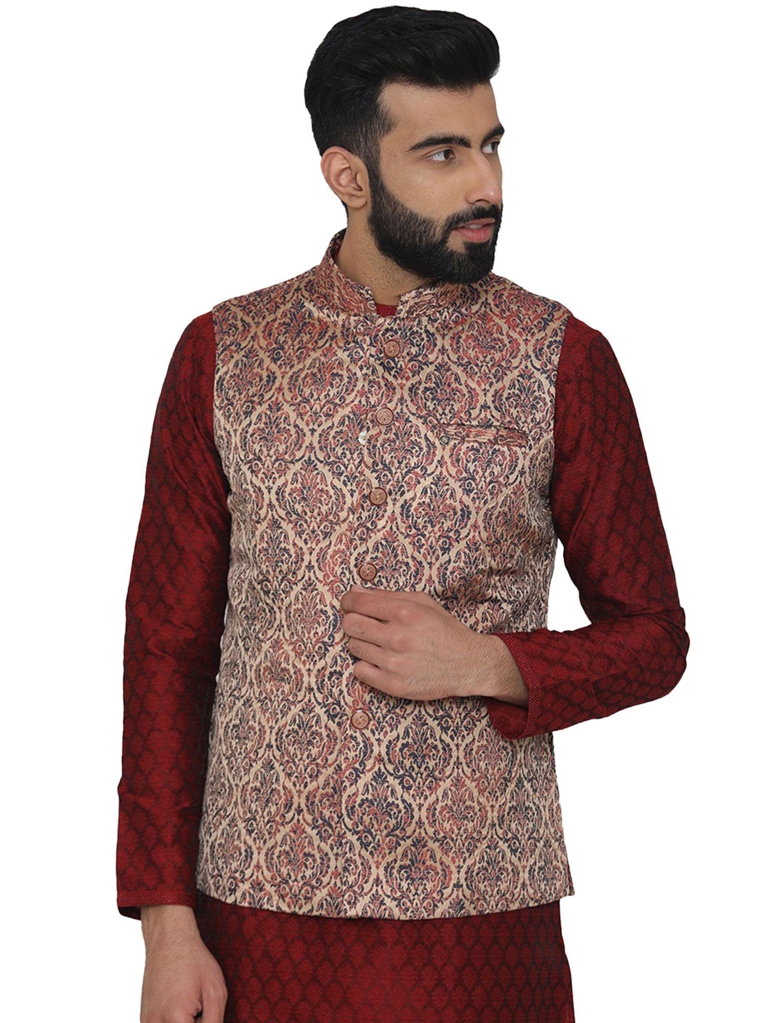 maroon-silk-blend-nehru-jacket