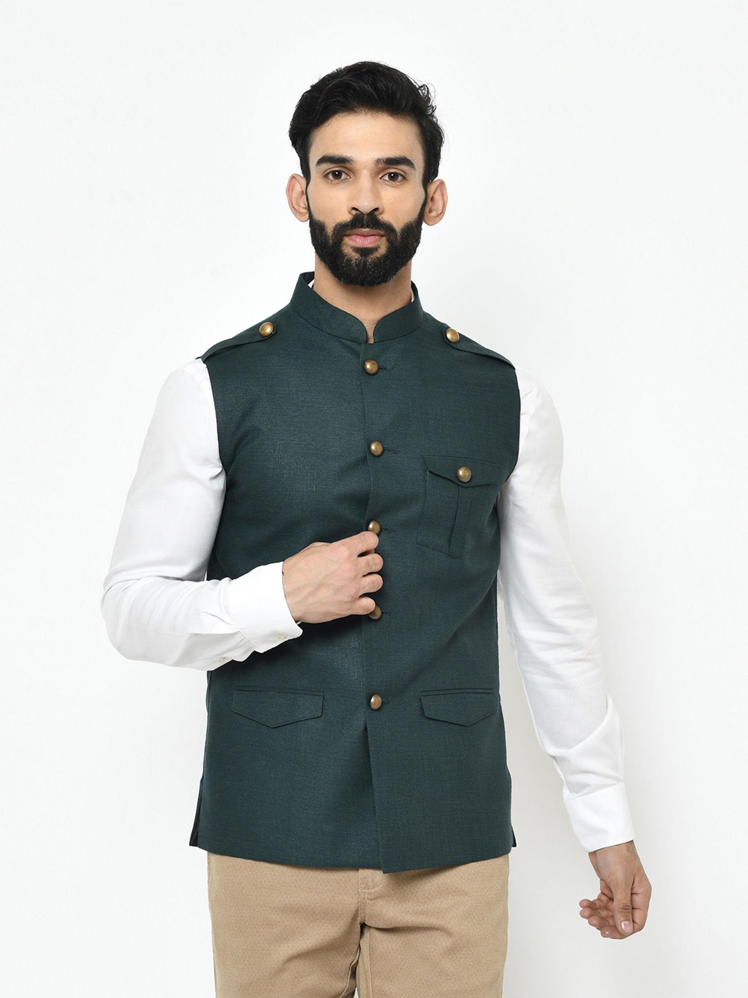 green-nehru-jacket