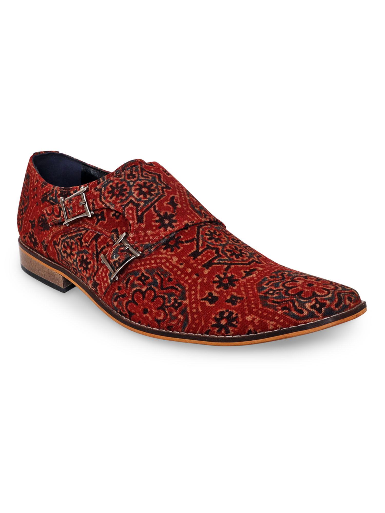 men-brown-ajrakh-monk-shoes