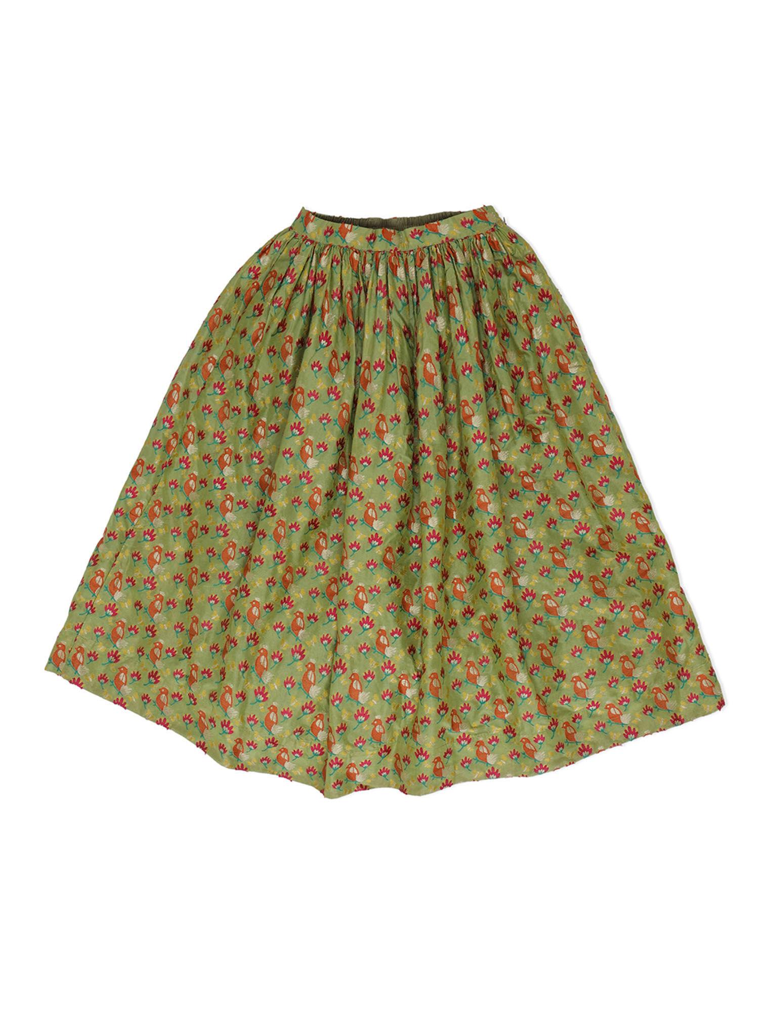 chartreuse-banarasi-skirt