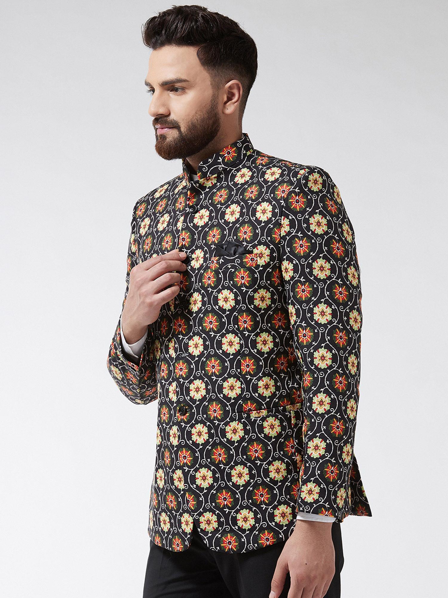 men-cotton-blend-black-&-multi-printed-blazer