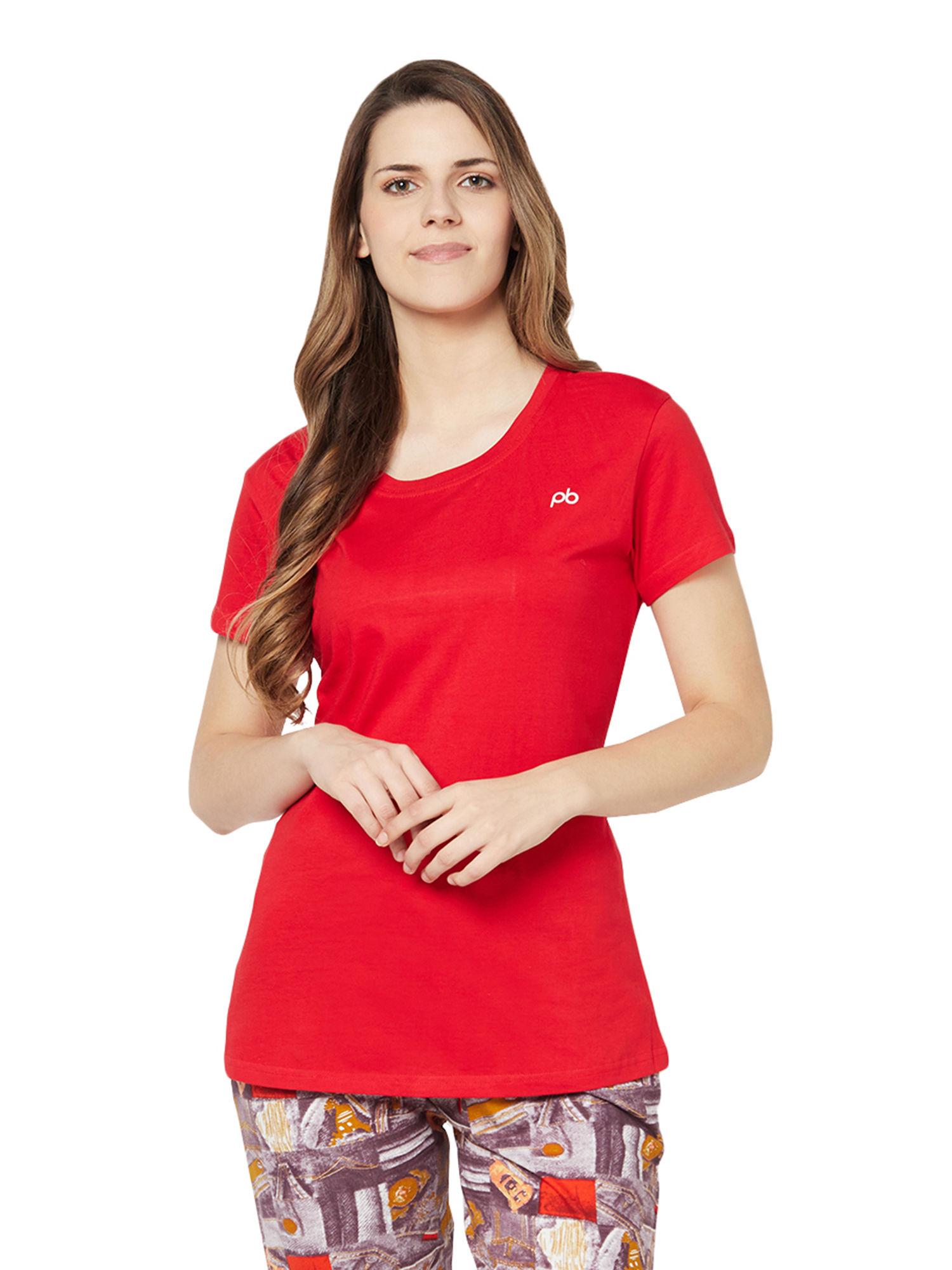 women's-cotton-rich-t-shirt---red