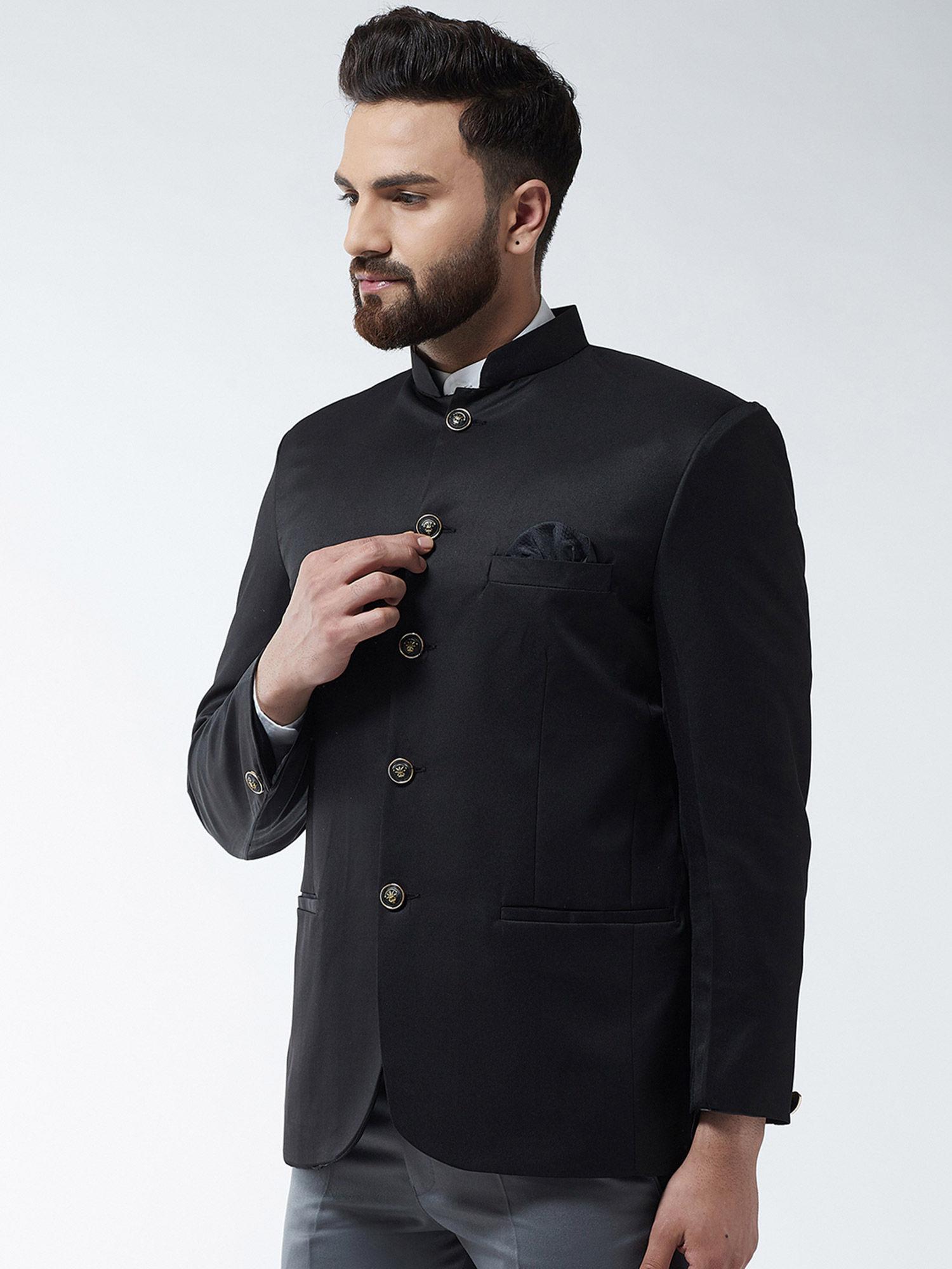 men-cotton-blend-black-solid-blazer