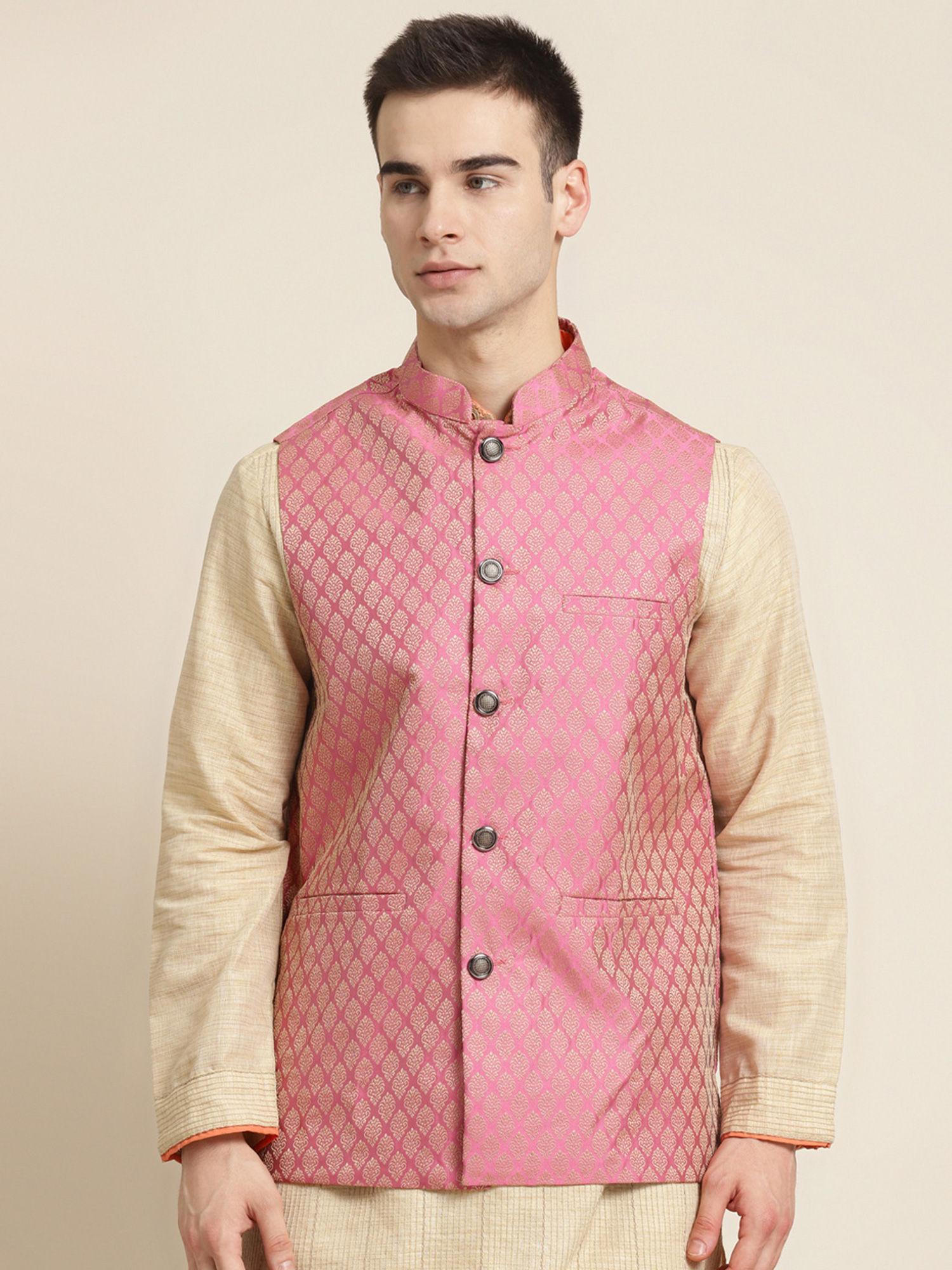 jacquard-silk-pink-self-design-only-nehru-jacket