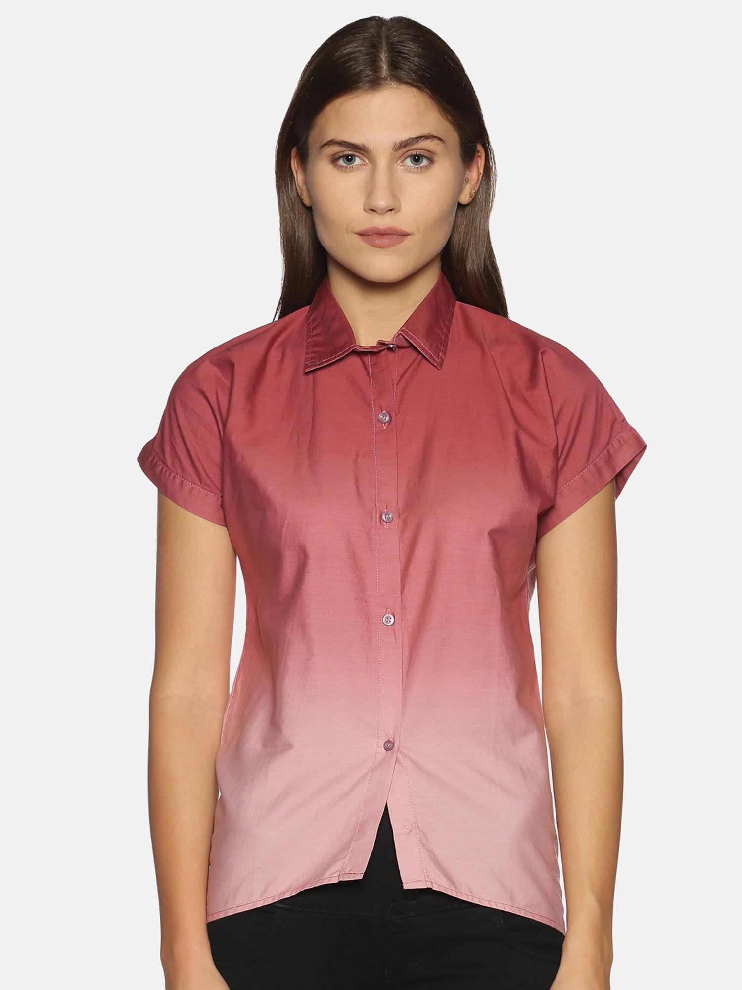 women-solid-casual-maroon-shirt