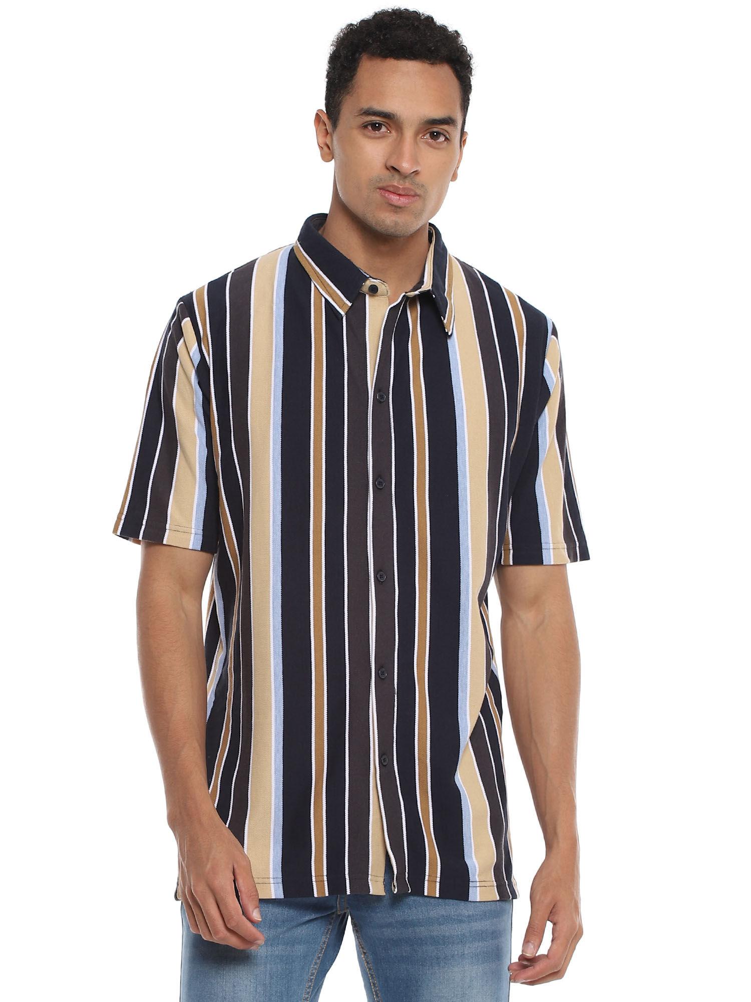striped-stylish-half-sleeve-casual-shirts