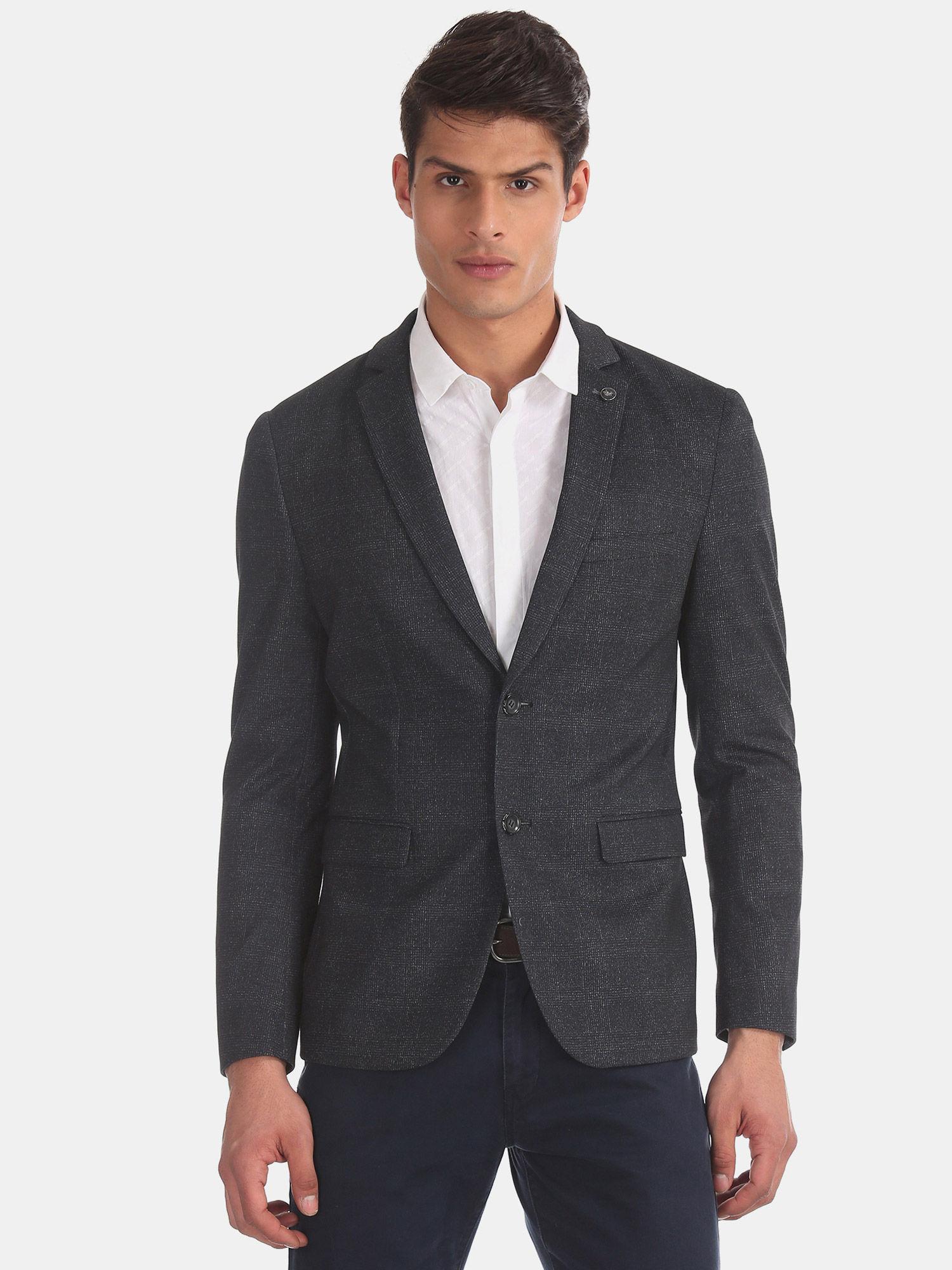 grey-self-design-formal-blazer