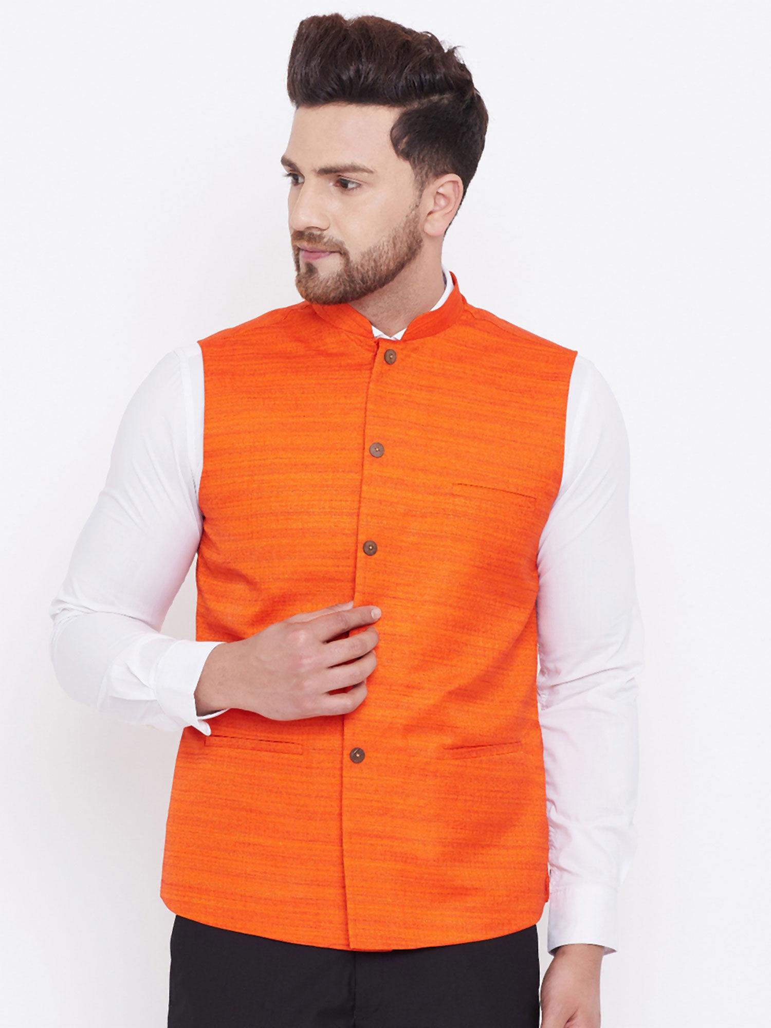 orange-silk-blend-nehru-jacket