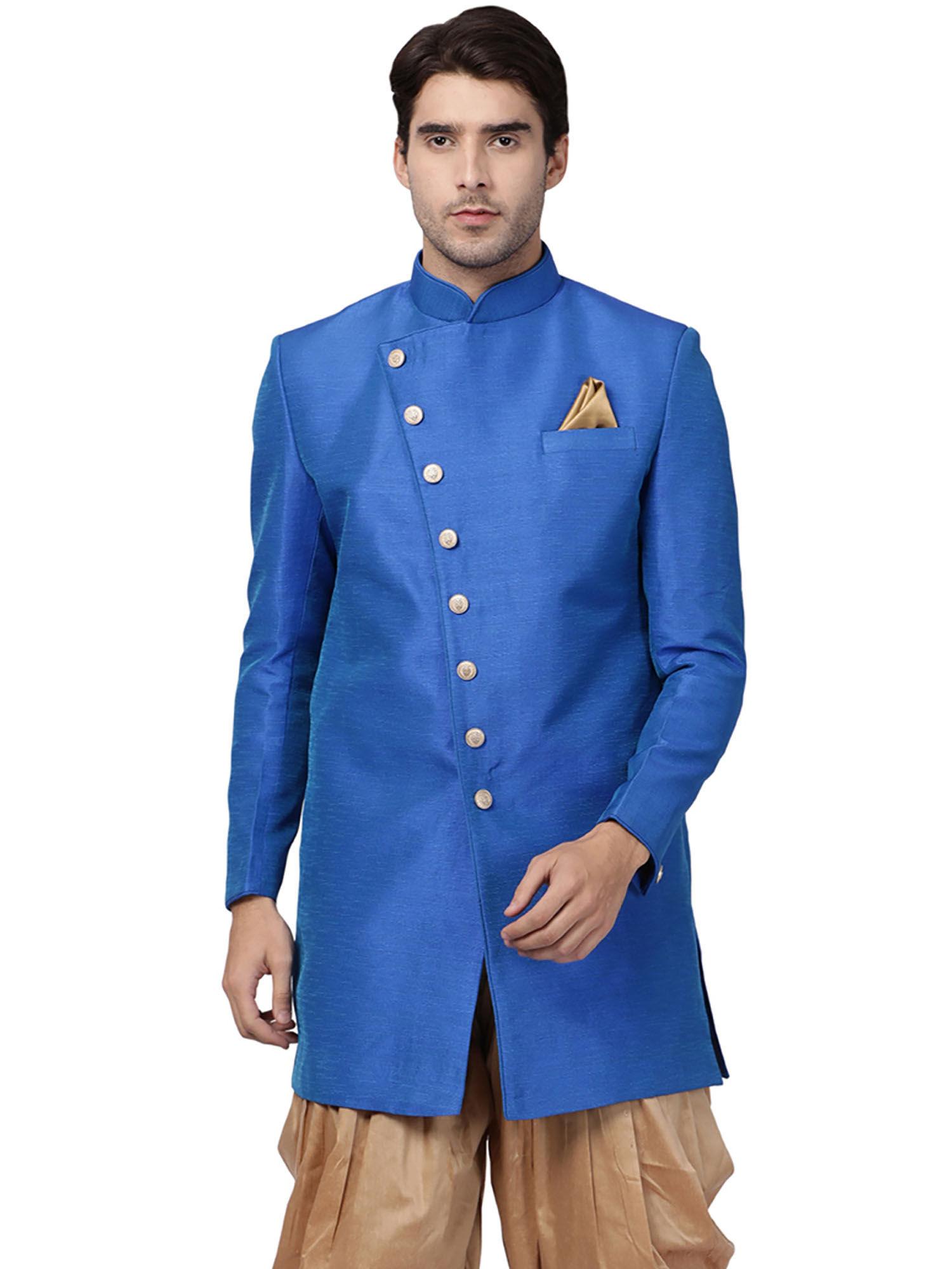 mens-blue-silk-blend-sherwani-only-top