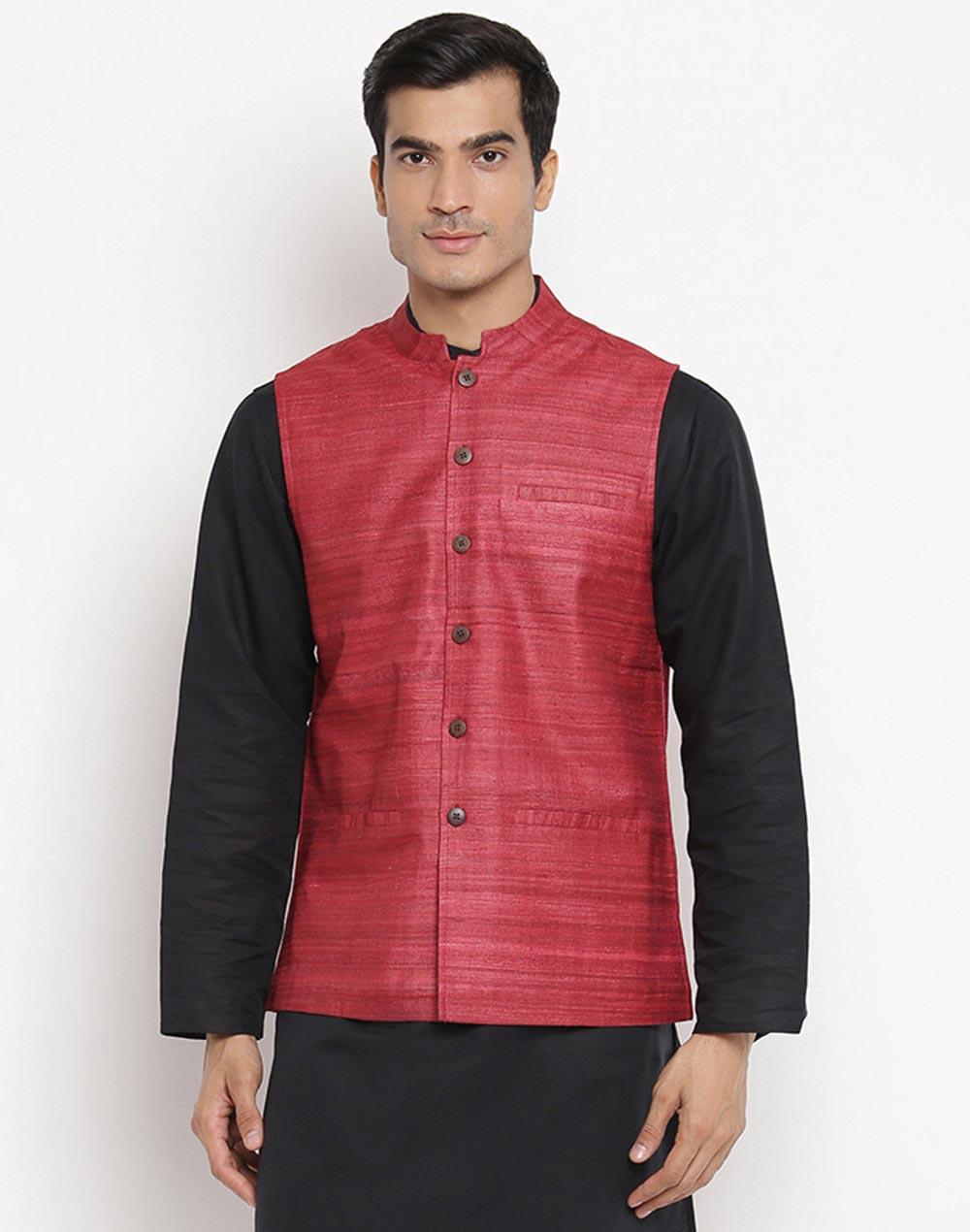 red-silk-nehru-jacket